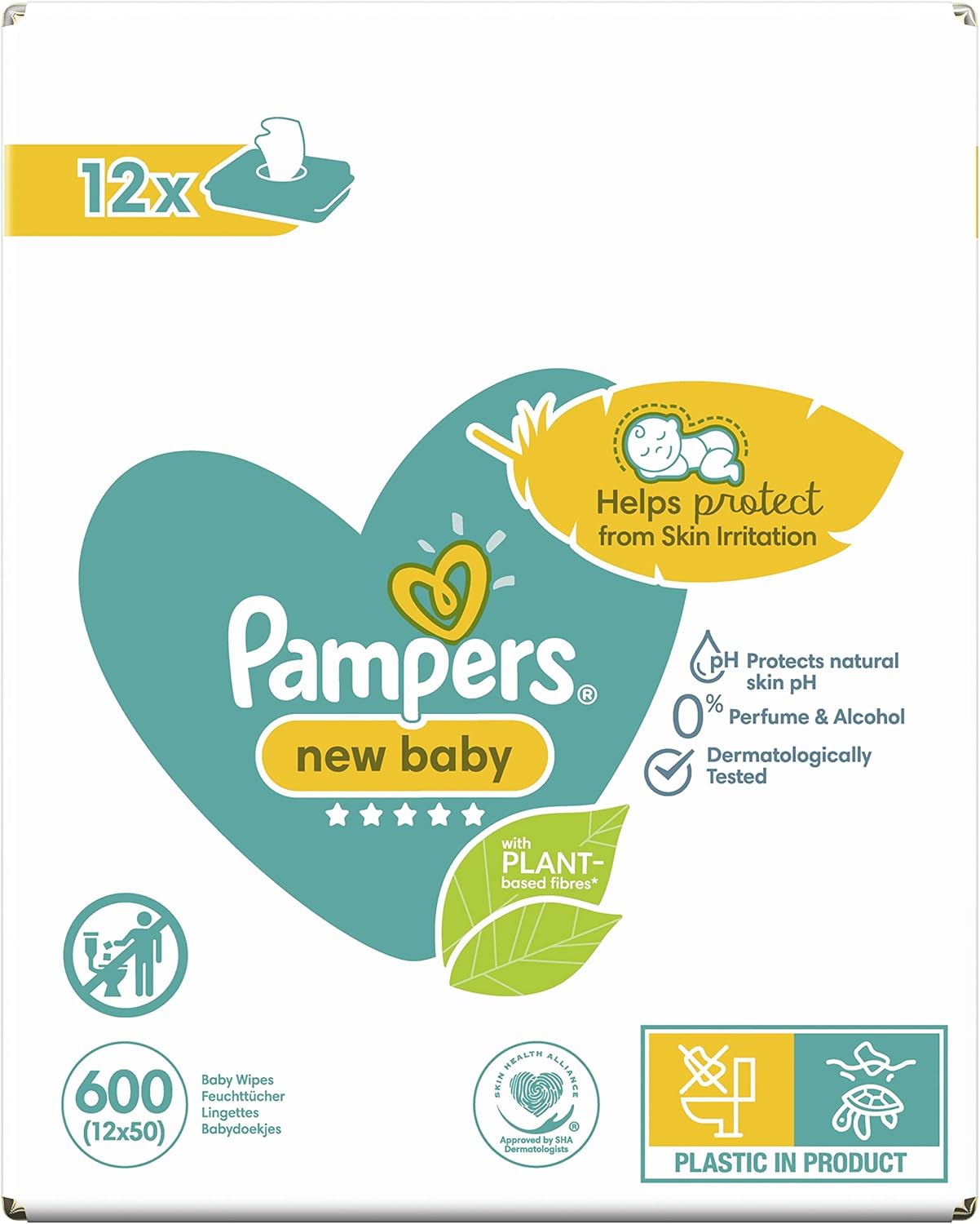 Pampers Baby Wipes Multipack, New Baby Sensitive, 600 Wet Wipes (12 x