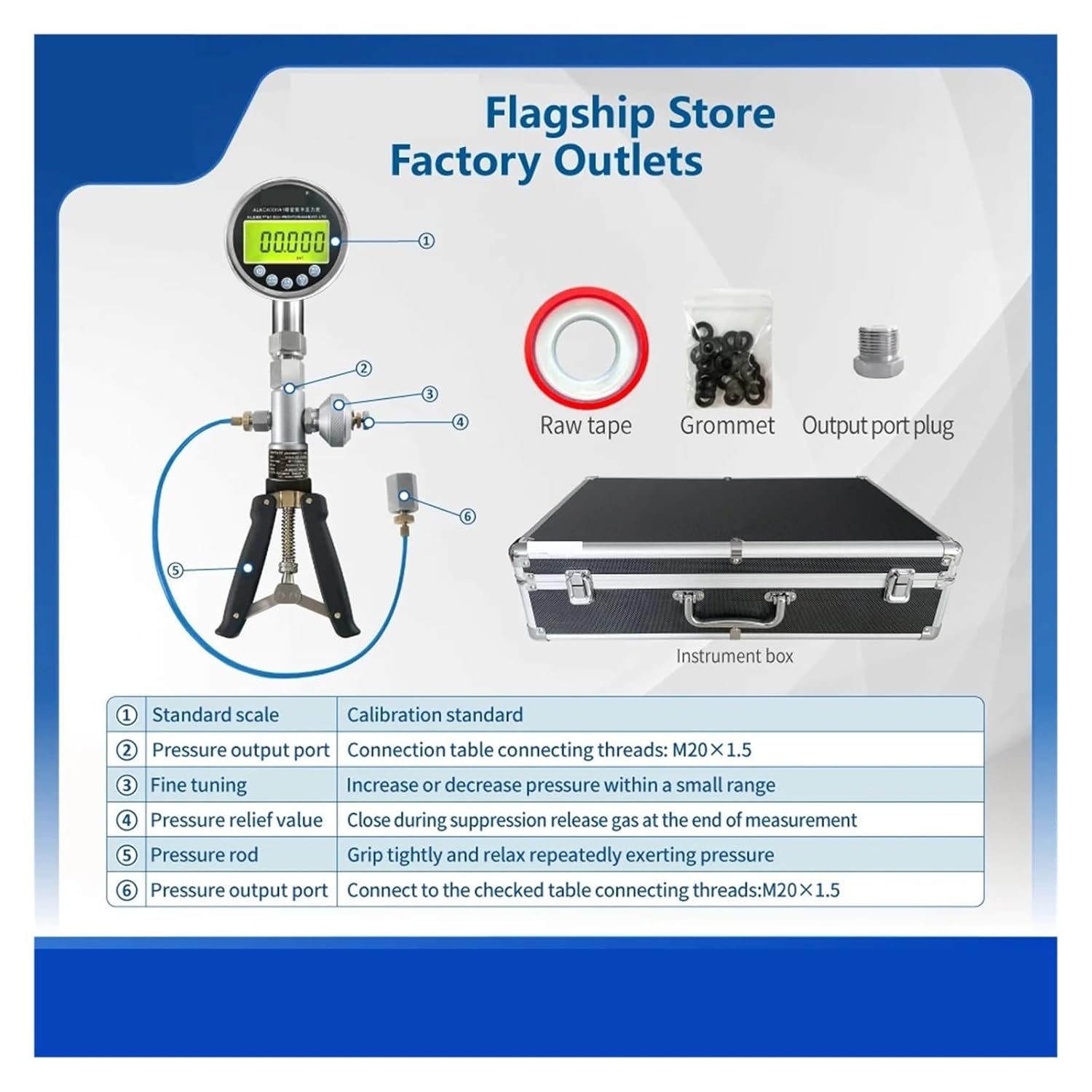 Marine Pressure Calibrator, Pneumatic Pump ALKC400HA1 Digital Display Meter, Calibration Adapter 0~30psi