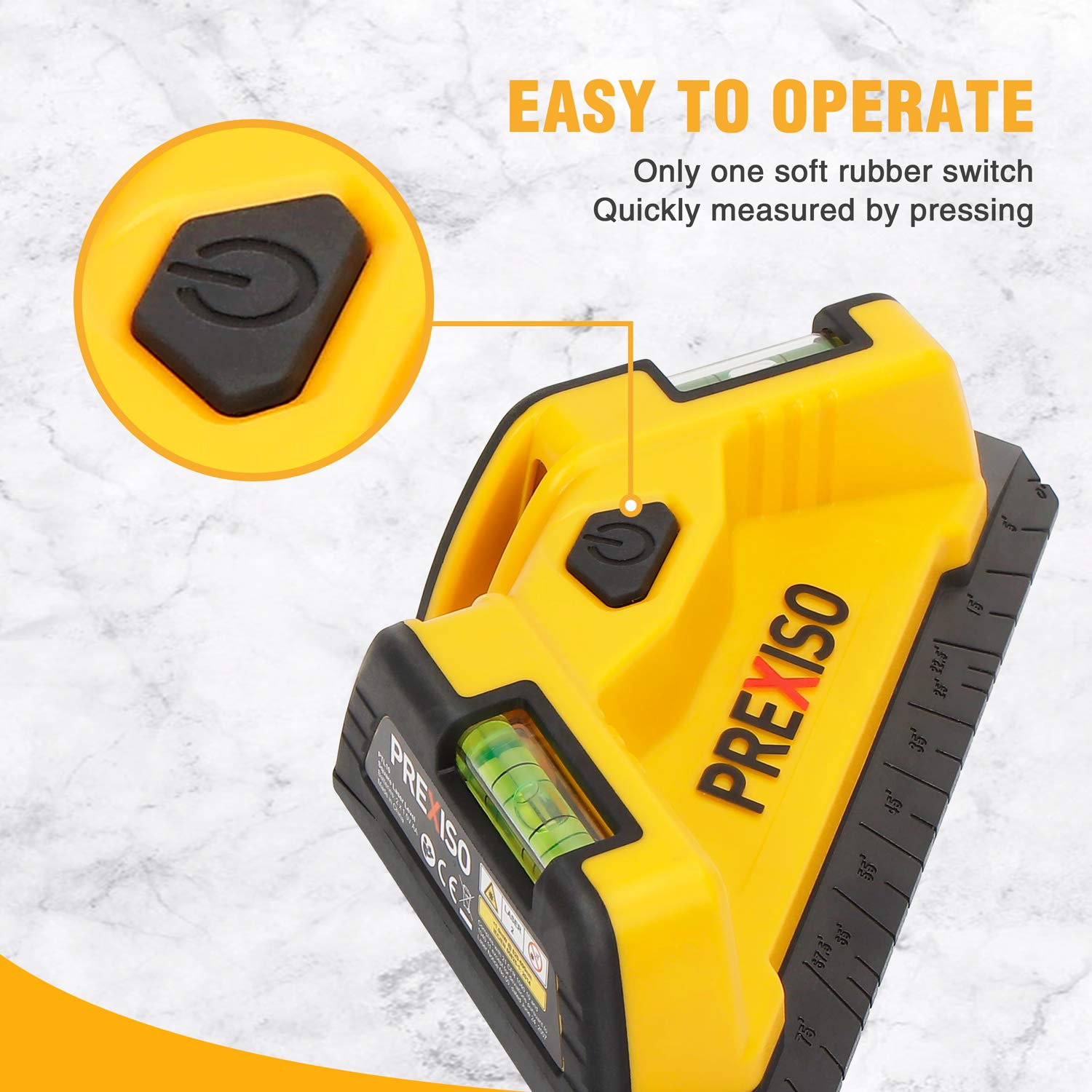 PREXISO Niveau Laser Carrelage 10 m, Laser d’Angle 90° avec Niveau à Bulle, Laser Rouge Précis, Idéal Pose de Carrelage et Revêtements de Sol, Pile AA Incluse