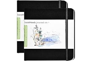 Travelogue Drawing Book, Square 5-1/2 x 5-1/2, Ivory Black Artist Journal (2-Pack)...