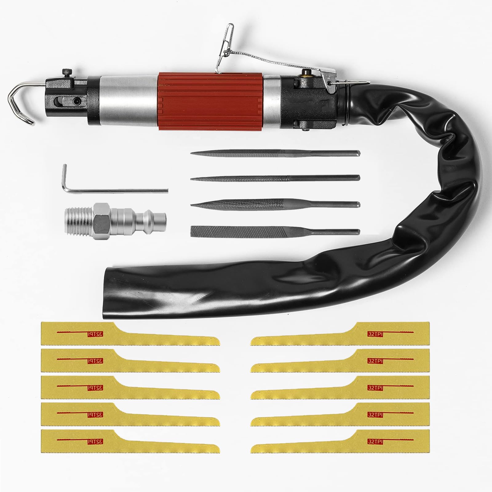 Scie à air 4200spm sans fatigue : la lime alternative pneumatique anti-vibration complète