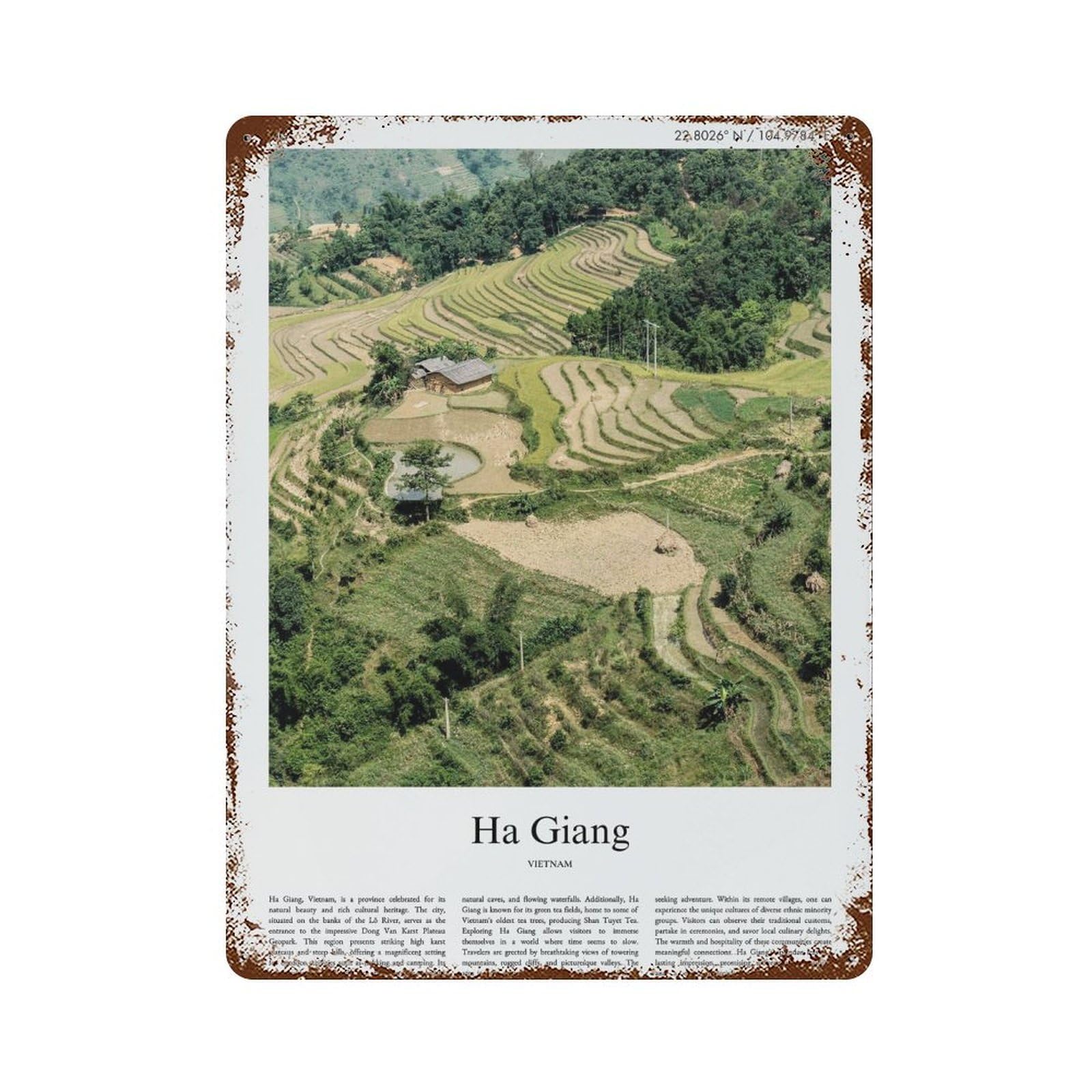 xiaoxiaoshen Ha Giang Vietnam City Scenery Wall Decor Art Metal Tin Poster Modern Home Decor Art Home Bar Shop Decorations Vintage Sign 40x30cm