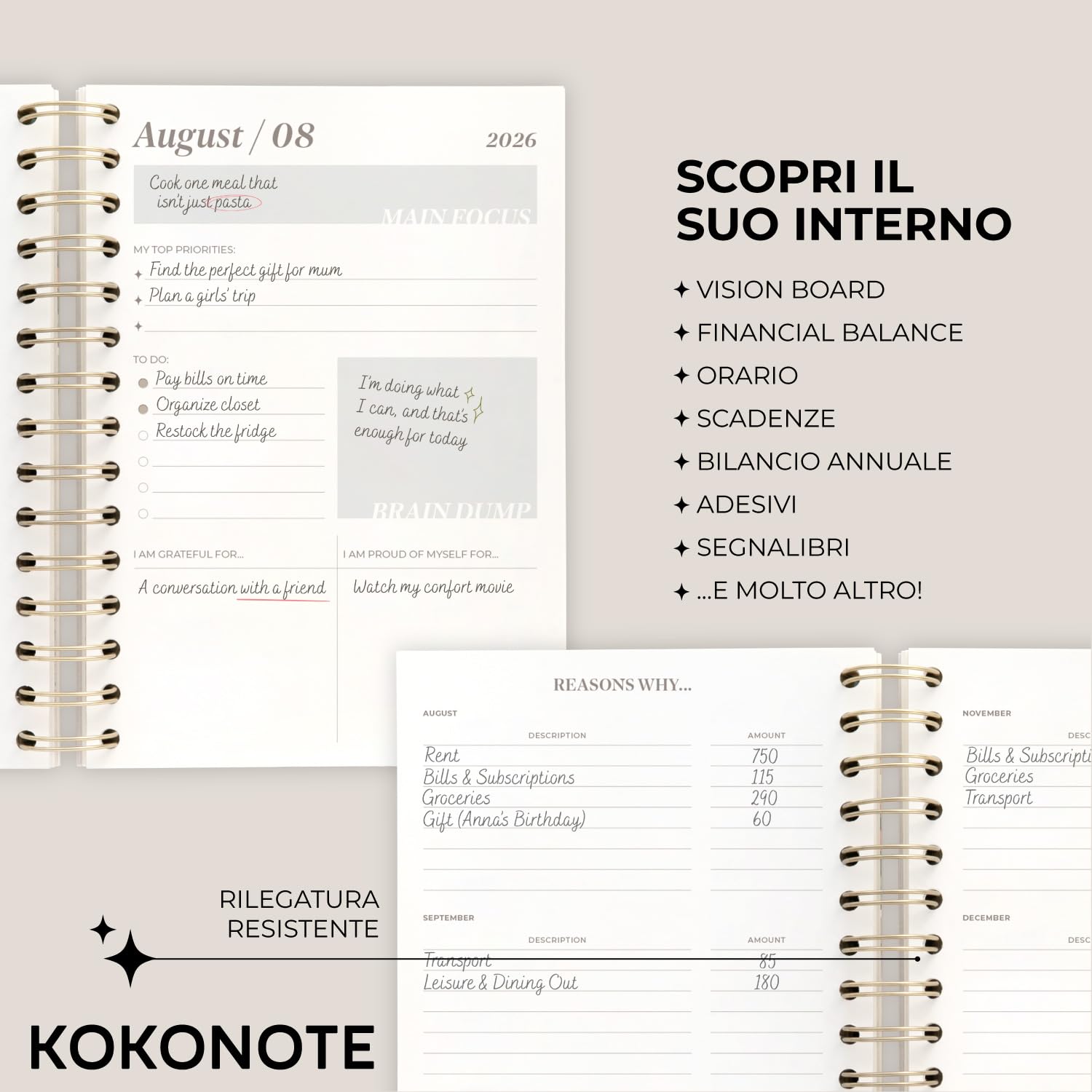 Kokonote Agenda Settimanale 2026 2027 Monet - Diario Scuola 2026-2027 per Università e Scuola Superiore | Weekly Planner con Copertina Rigida, Segnalibri, Stickers e Illustrazioni | 17 Mesi