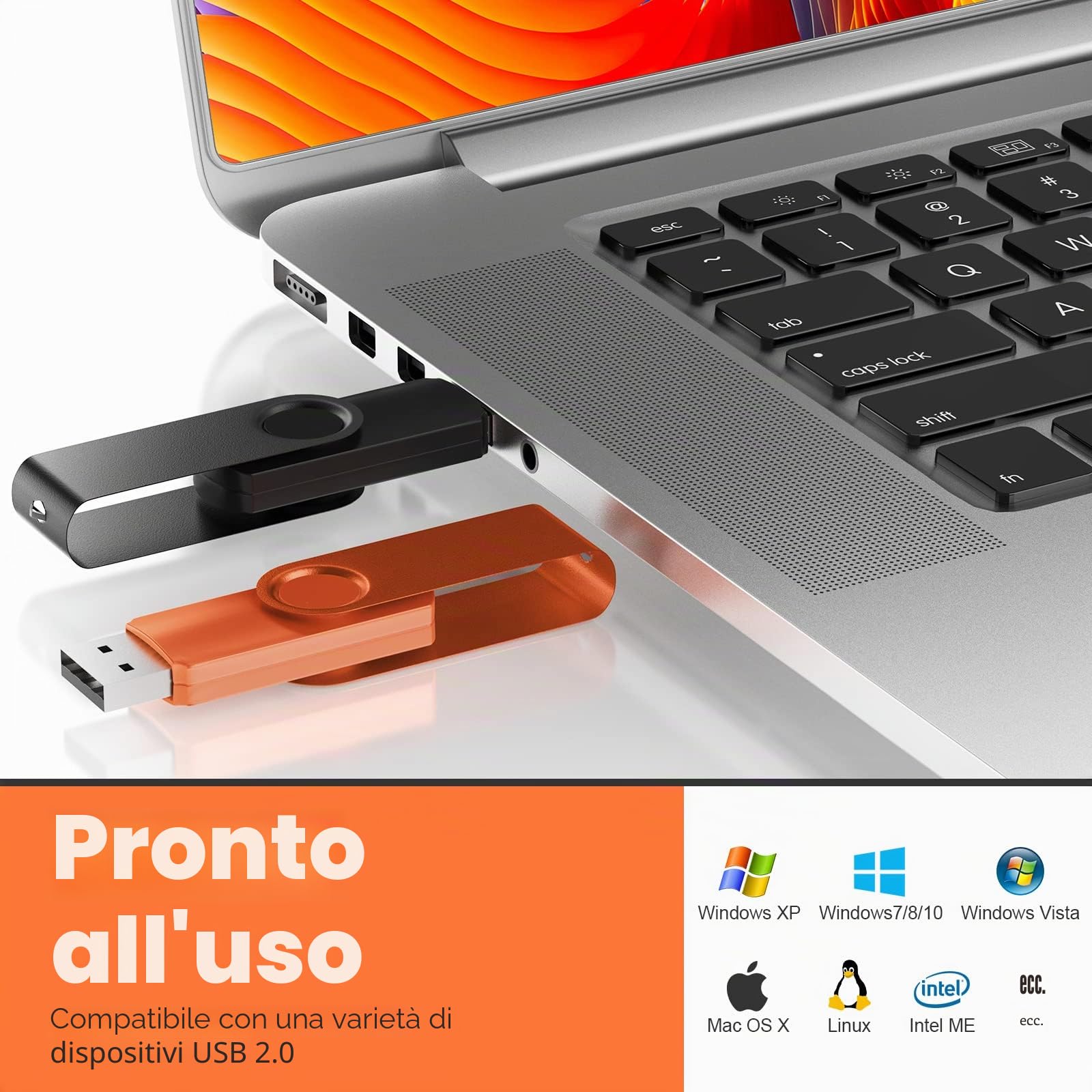 Chiavetta USB 8 GB, 10 Pezzi 8GB PenDrive Ruotare 8 Giga Chiavette USB 2.0 Metallo Unità Flash Drive Colori Misti Pennetta Memoria USB By Uflatek