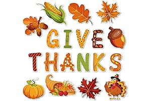 Whaline 47Pcs Fall Thanksgiving Cutouts for Classroom Decorations