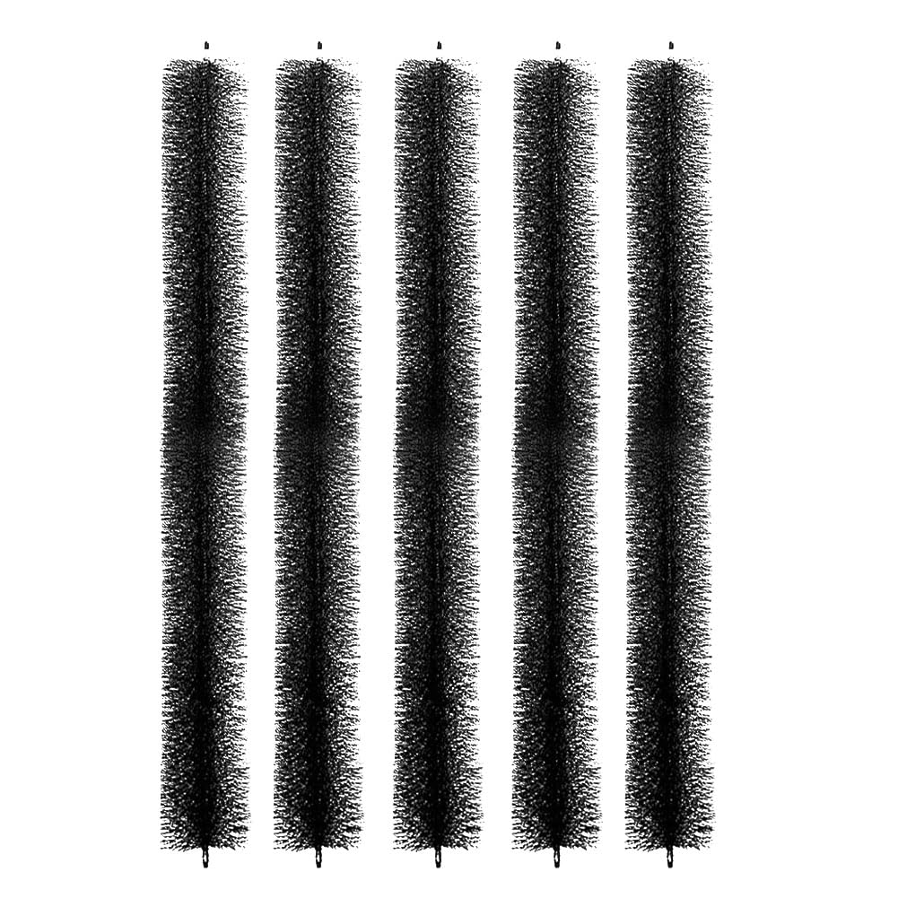 5 Pack Hedgehog Shape Gutter Brush Guard System - 600x100mm - Secure Brush in Gutter, Leaf Guard Stops, Gutter Guard Drain Brush Pipe Downpipe Leaves Brush Cleaner Leaf Cleaning Guards Black