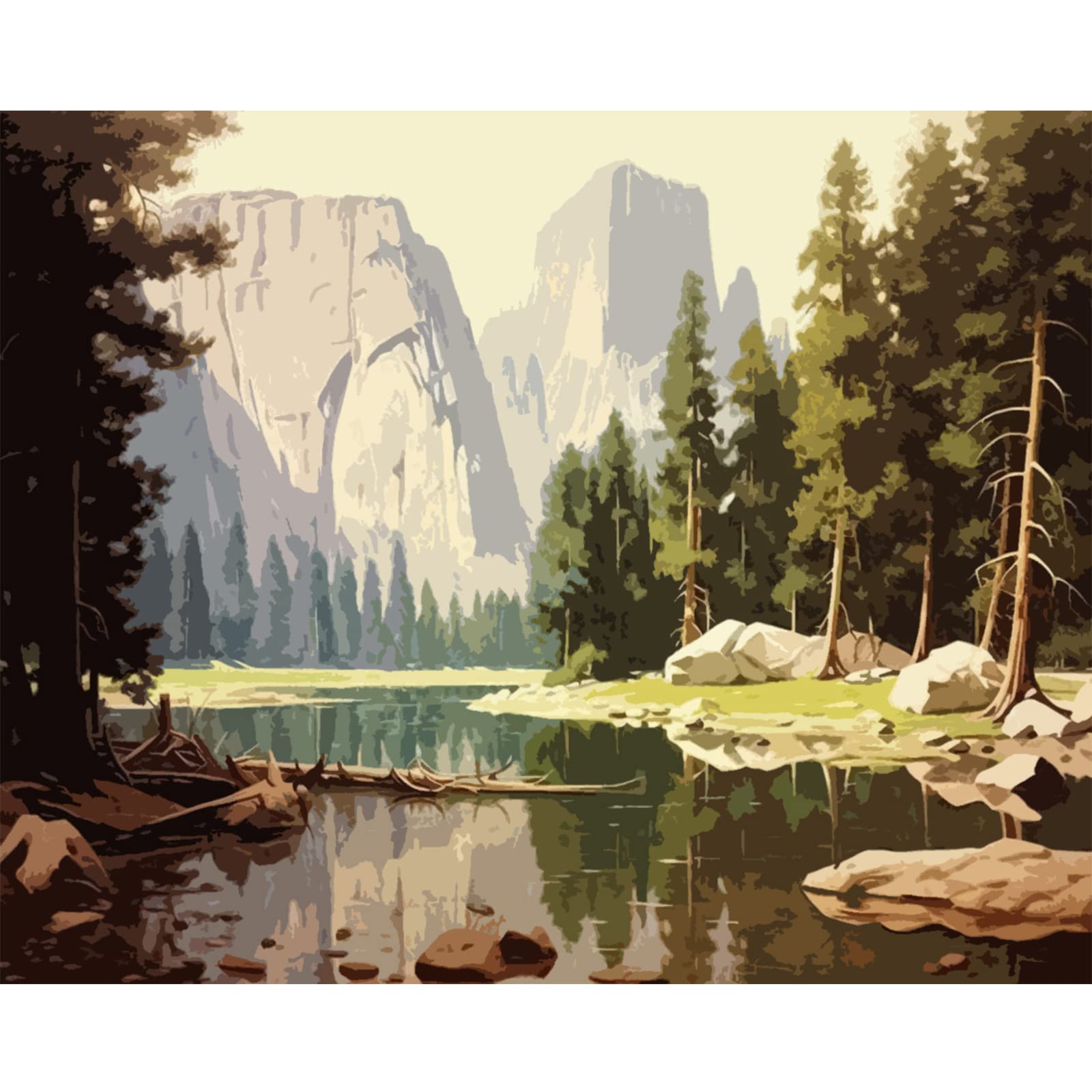 DIY Paint by Numbers for Adults, Yosemite National Park Paint by Number, Natural Landscape Oil Painting Paint by Number Kit for Kids. 16X20 Inch Flameless Paint by Numbers for Adults Beginner
