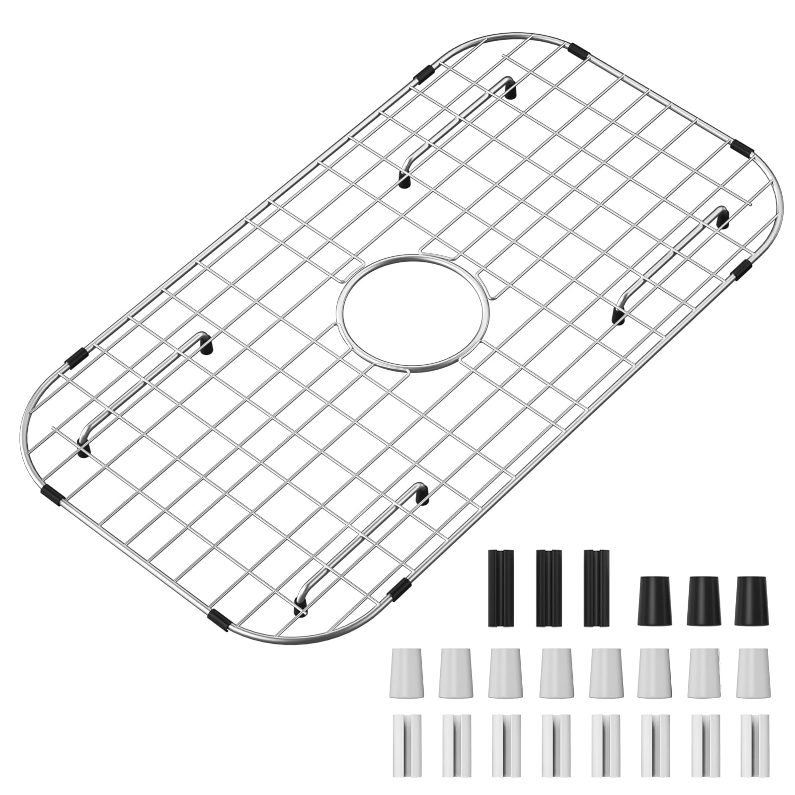 Photo 1 of Sink Protector Grid 26-1/16" x 14-1/16", Centered Drain with Corner Radius 3-1/2", 304 Stainless Steel Material Sink Grid - Centered Drain