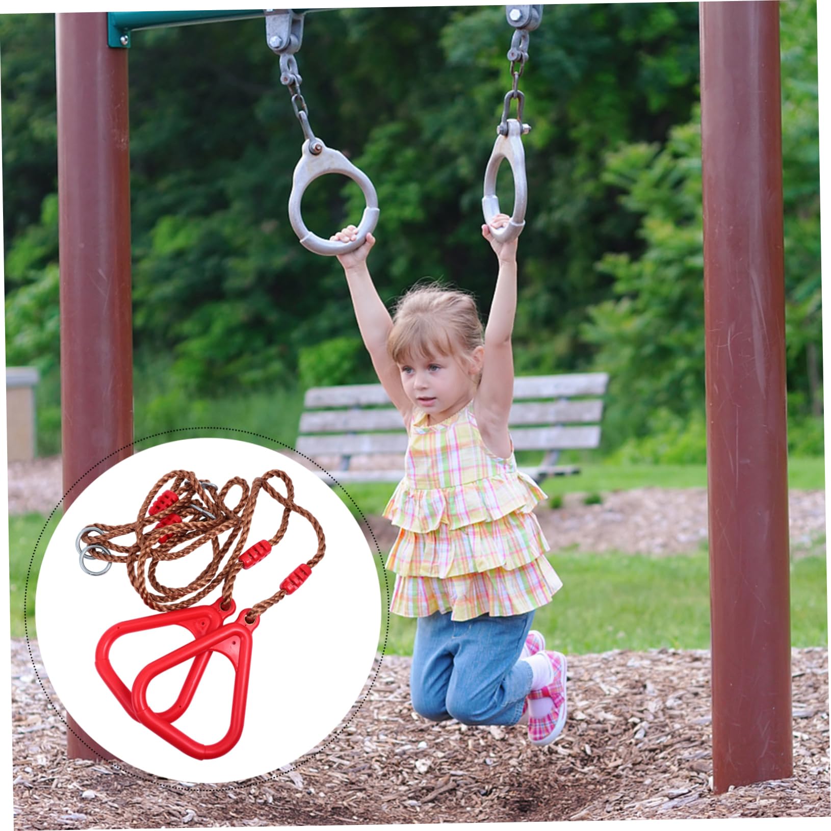 BRIGHTFUFU Boys and Girls Swing Gymnastic Ring Climbing Ring for Boys Girls Outdoor Playset Accessory Random Style