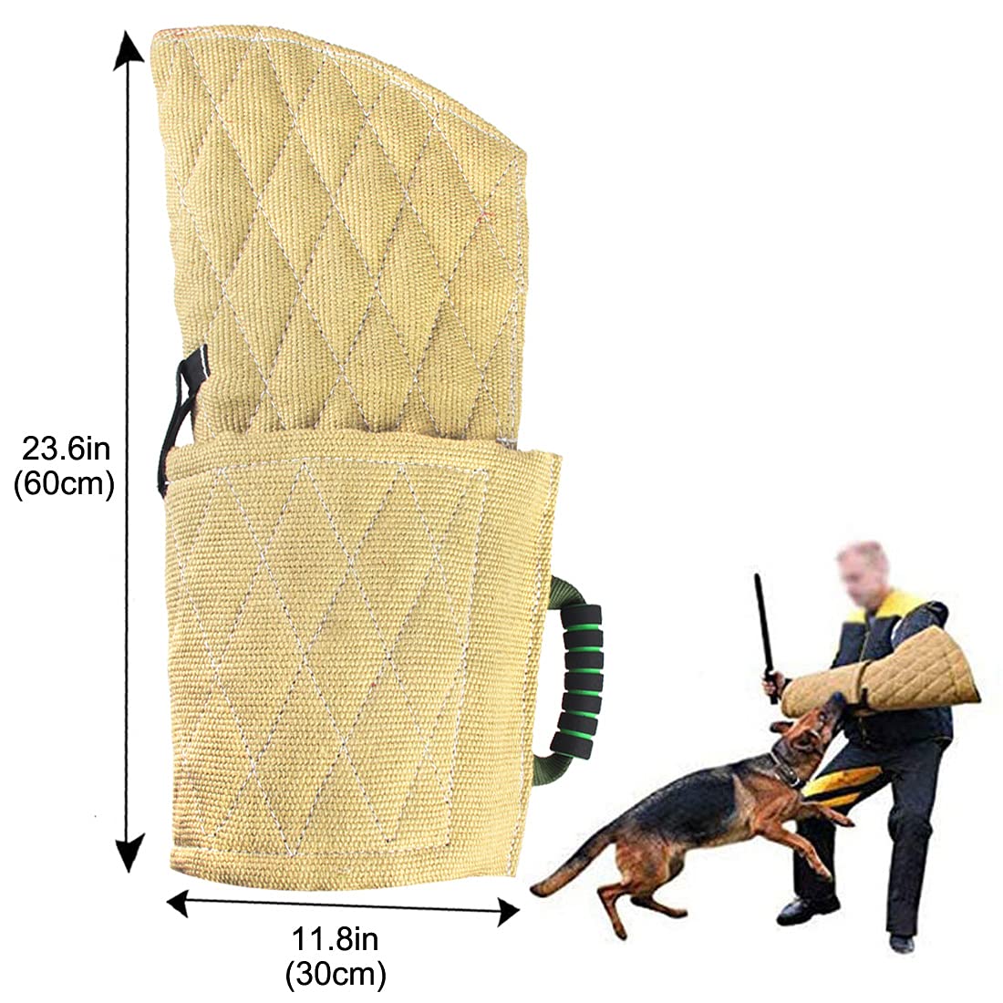 Manchon de protection pour chien avec poignée en jute - Convient aux deux bras gauche et main droite - Abricot
