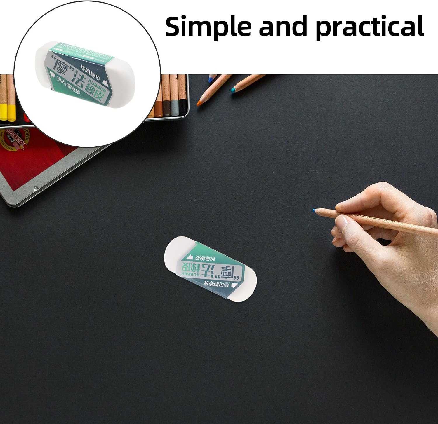Cabilock Double Sided White Erasers for Precise Erasing and Clean Lines for Drawing and Sketching 6pcs Rubber Pencil Erasers Easy to Carry Art Supplies for Students and Artists