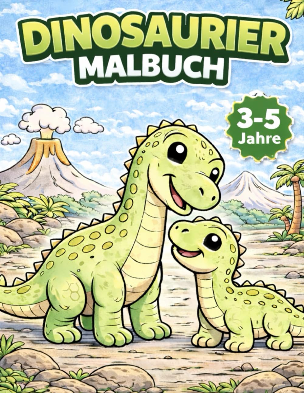 Dinosaurier Malbuch: Einfaches Ausmalbuch für Kinder von 3–5 Jahren – Niedliche Dinos mit dicken Linien und großen Flächen