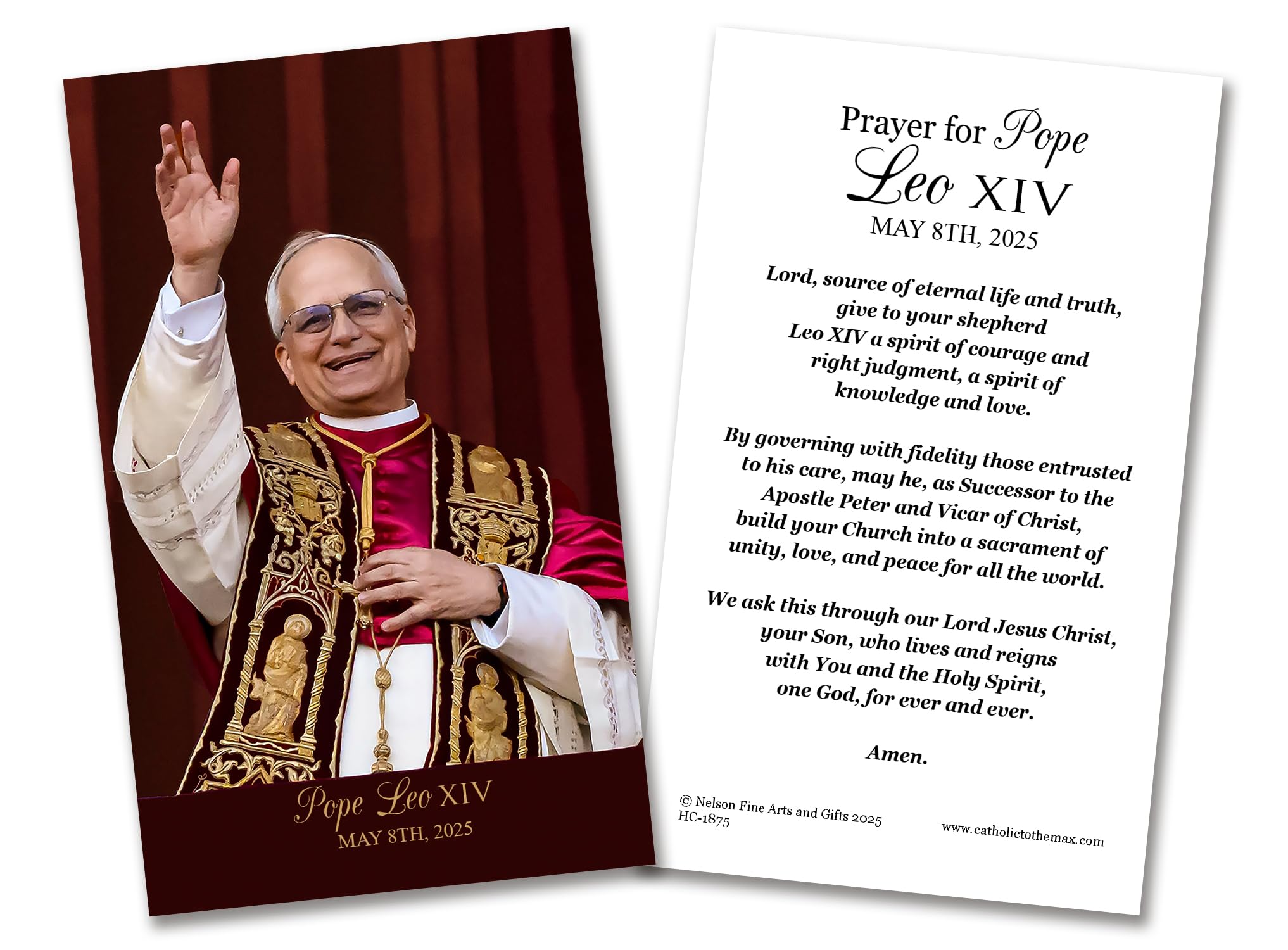 Catholic to the Max Pope Leo XIV Waving in Celebration Holy Cards | Paper Pack of 50 or Laminated Pack of 25 (Laminated)