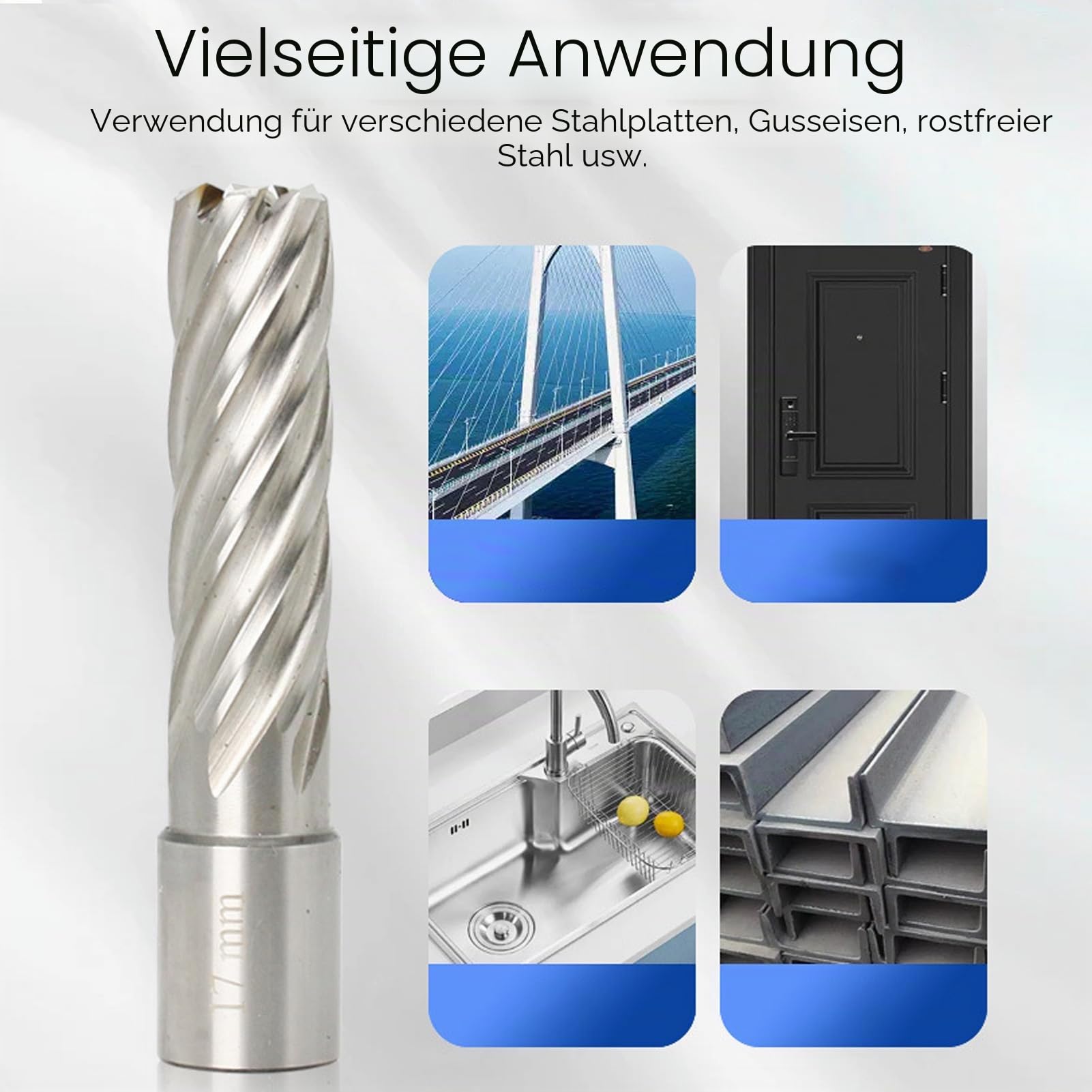 7-Teiliges Ringfräser Set 3 Nuten Spiralnuten Hartmetall Stahl Kernbohrer Mag Bohrer Set 13mm bis 25mm für Metall Magnetbohrmaschine Slug Cutter