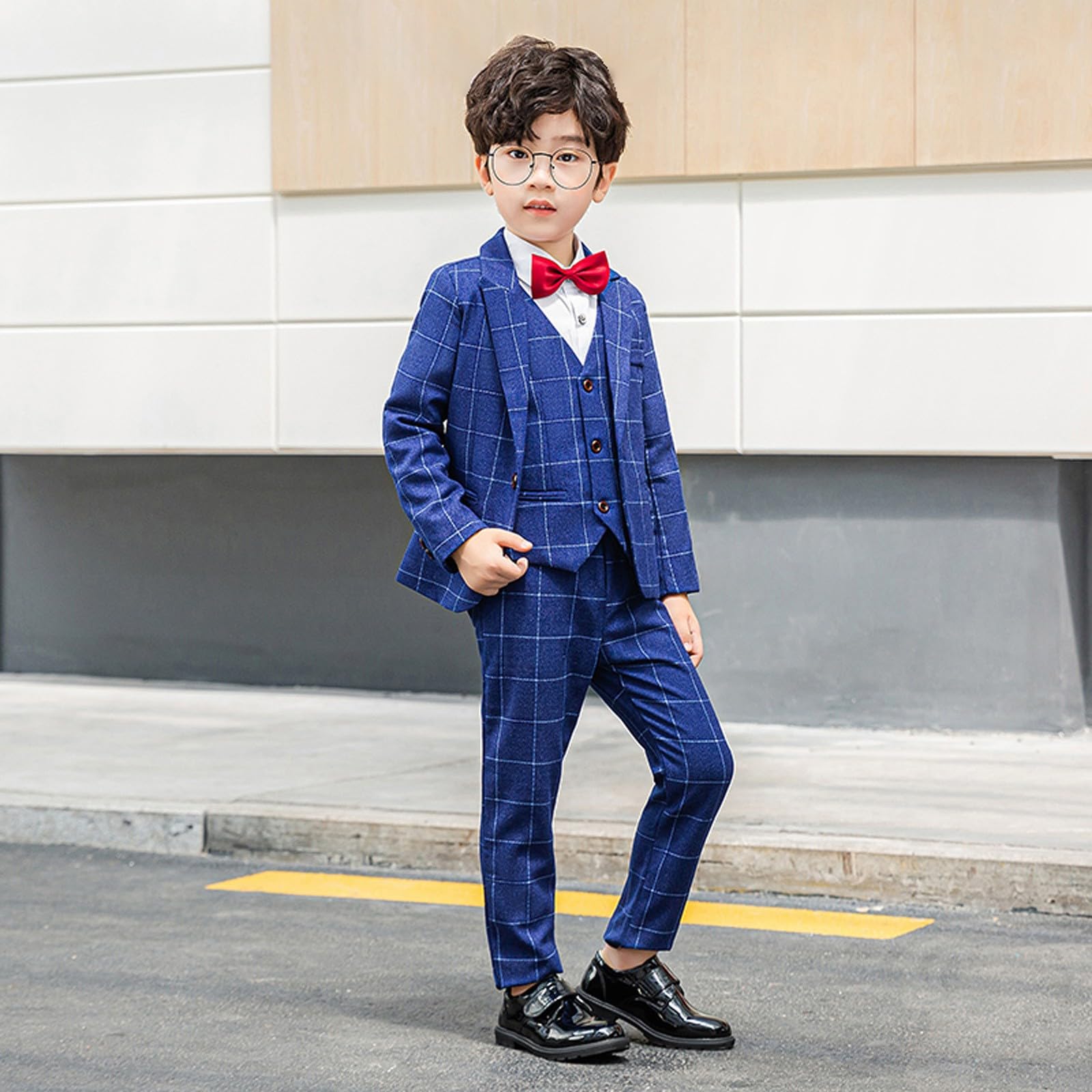 Chaleco a cuadros para niños, otoño e invierno, vestido de tres piezas para caballeros, hombres y mujeres