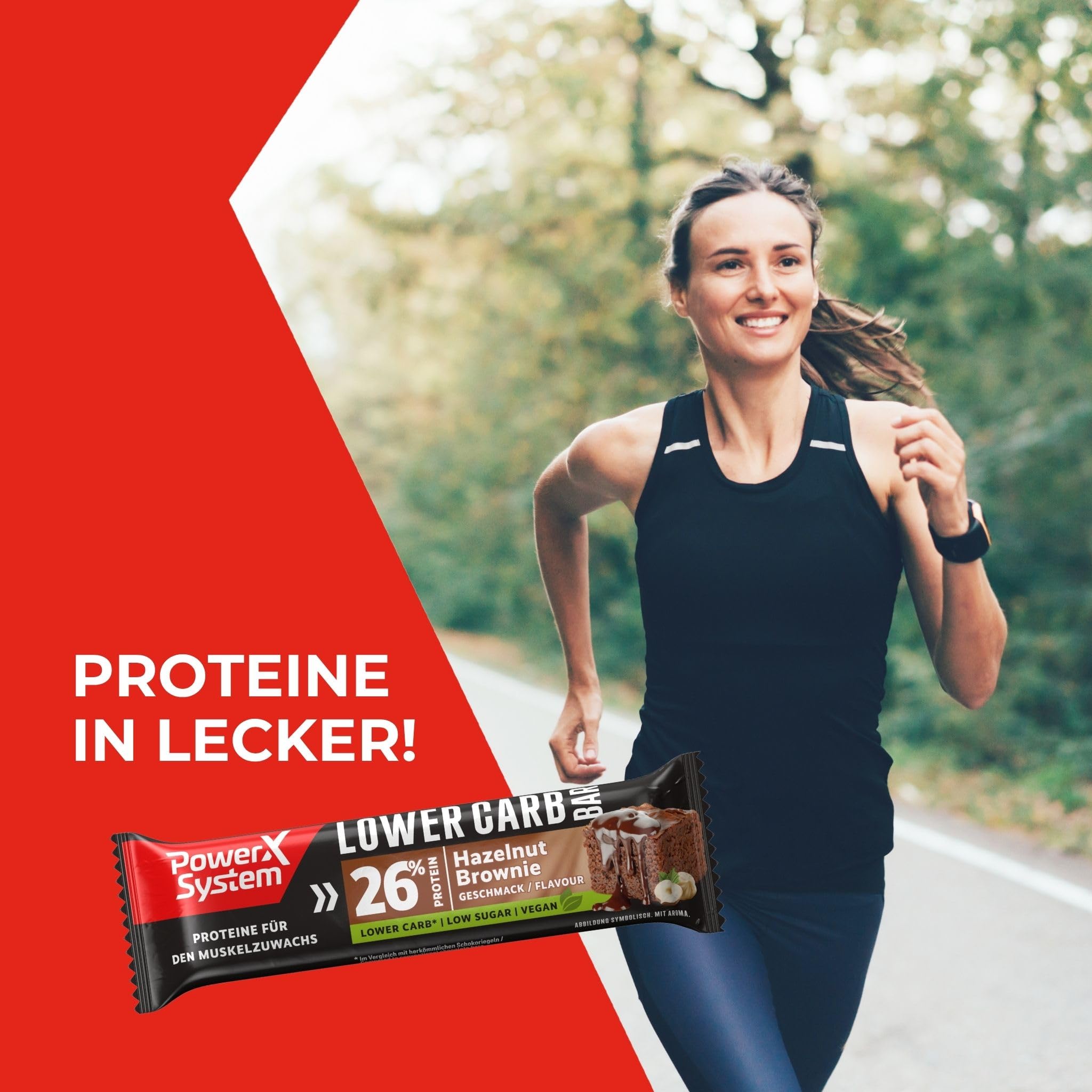 Power System Lower Carb Hazelnut Brownie Proteinriegel vegan 28x40g