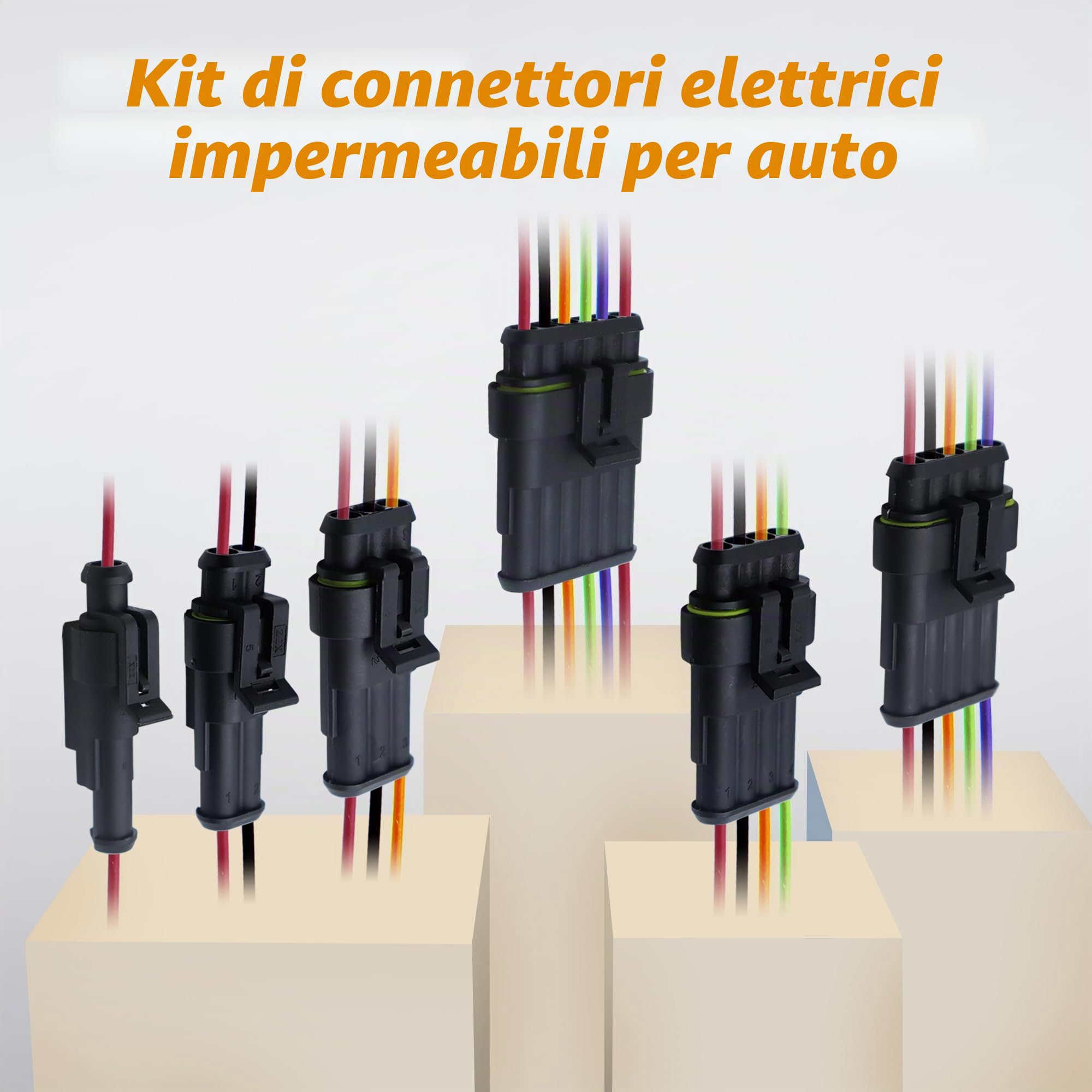 Diyoung 796 PZ Auto Impermeabile Connettore Elettrico, Connettore a Spina per Auto da 12V,1/2/3/4/5/6 Pin, per Auto, Motociclette, Navi, Camion Collegano Rapidamente (1-6P + Crimpzange)