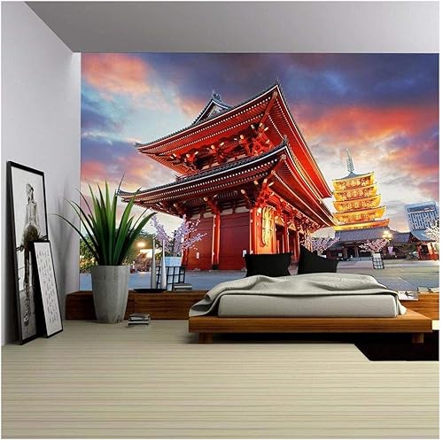 wall26 - Tokio - Sensoji-Ji, Templo en Asakusa, Japón - Mural de pared extraíble  Papel pintado autoadhesivo grande - 100x144 pulgadas