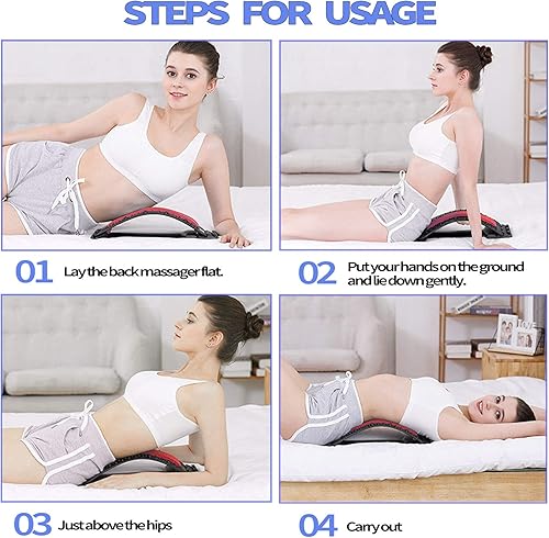 Miniatura 8 de Estirador de espalda con puntos de acupresión magnéticos, dispositivo de estiramiento lumbar de varios niveles para aliviar el dolor, hernia discal