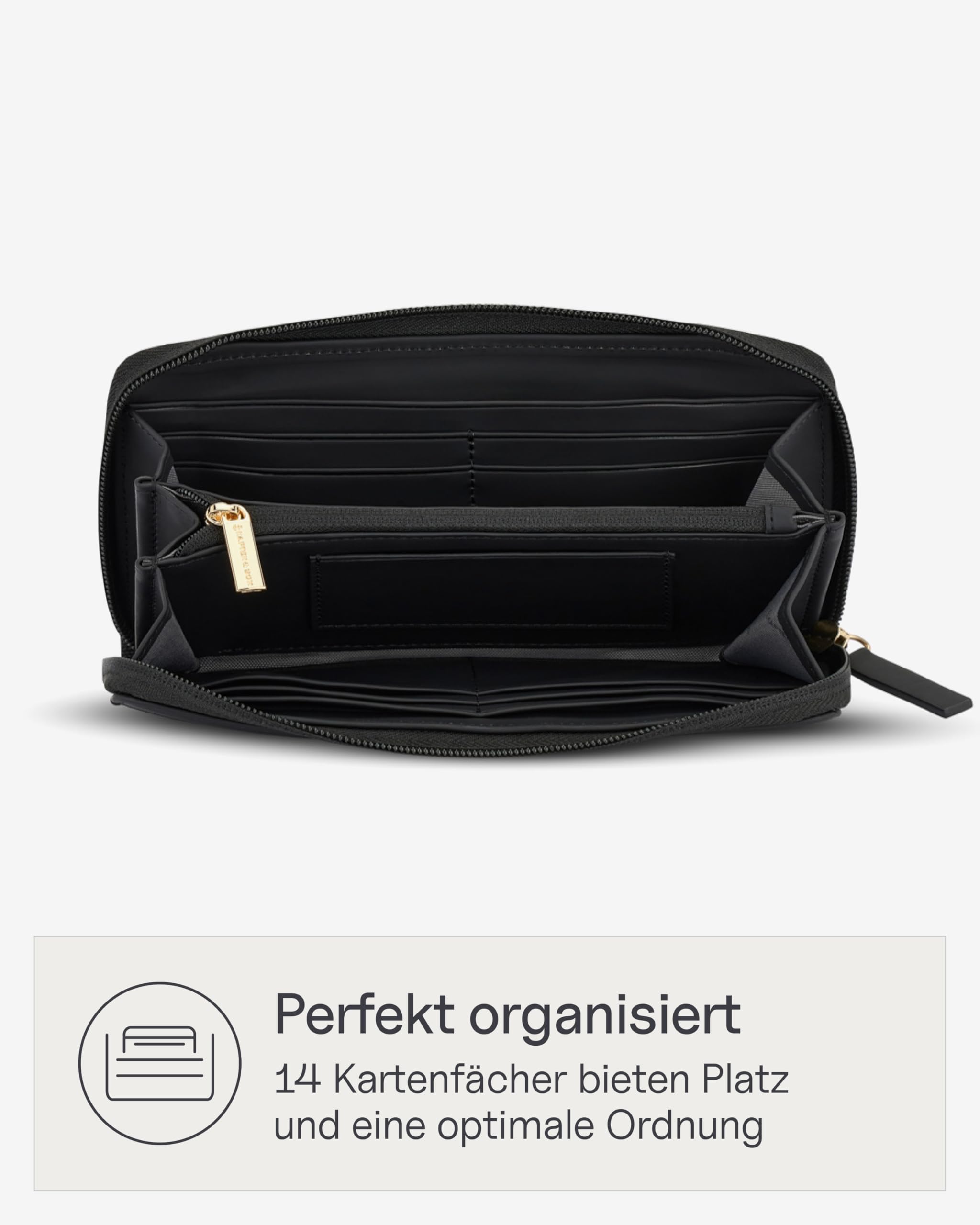 Kapten & Son Geldbörse Damen | Bergen Pro Wallet Large All Black | Damen Portemonnaie Groß Schwarz | Geldbeutel mit 14 Kartenfächern & Kleingeldfach | 10x 20x3 cm