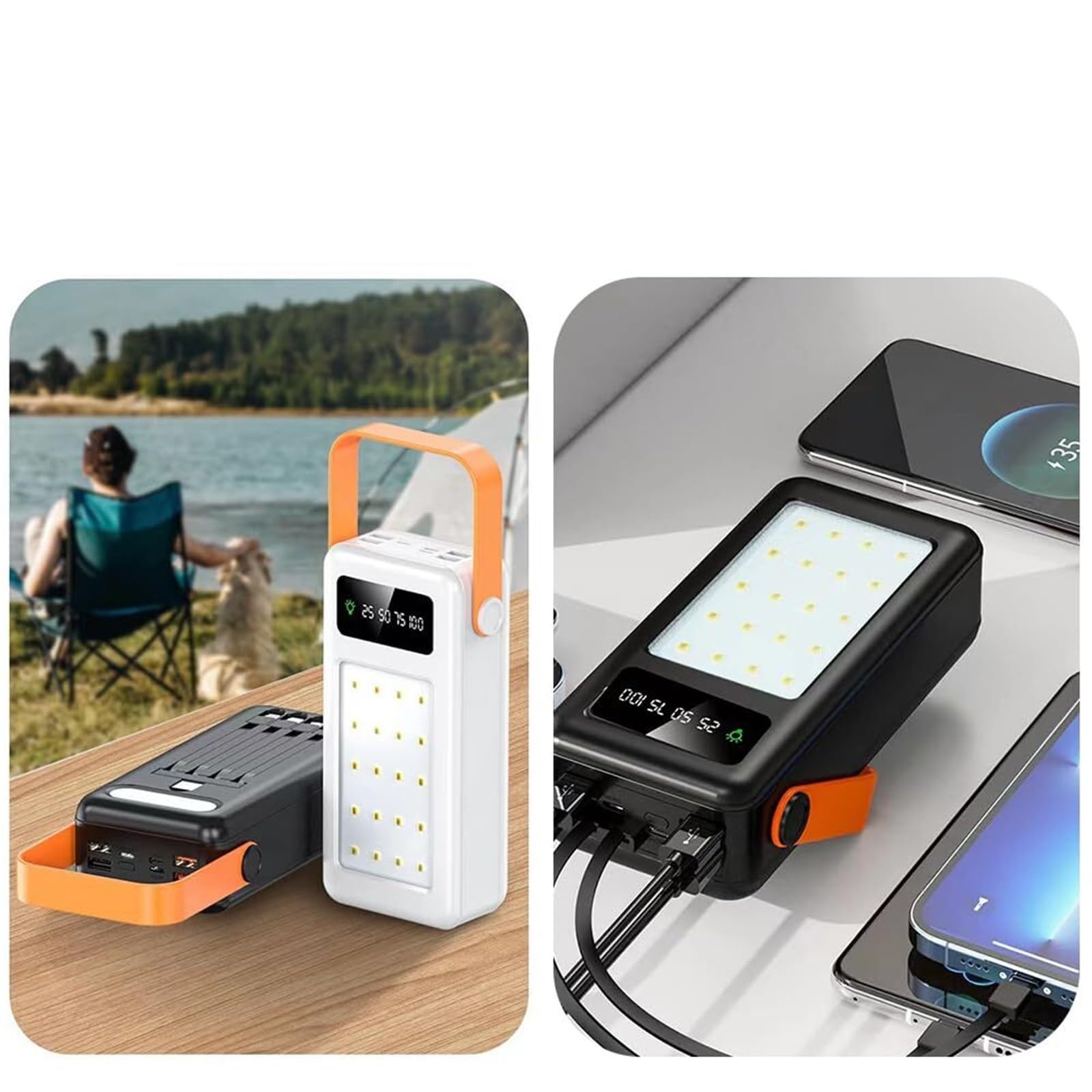 Banco De Energía De 80000 MAh For Cargador Portátil For Acampar Al Aire Libre con Batería Externa De 8 Salidas Y 3 Entradas con Pantalla LED For Teléfonos Tabletas(D,100000 mAh)