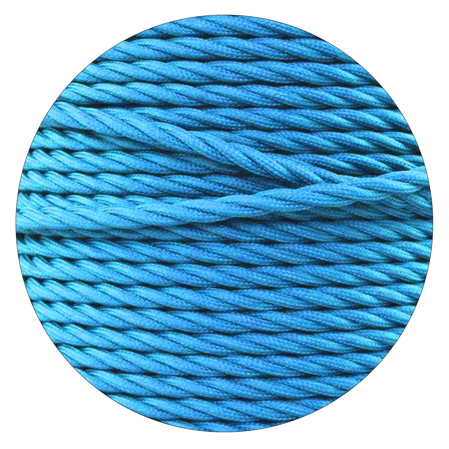DC VOLTAGE 2 Core 10m Twisted 32.8ft Vintage 18 Gauge Cable Fabric Cloth Covered Electrical Wire, 2 Conductors Cable Cloth Covered Wire for Pendant Light Industrial DIY Project (Blue)