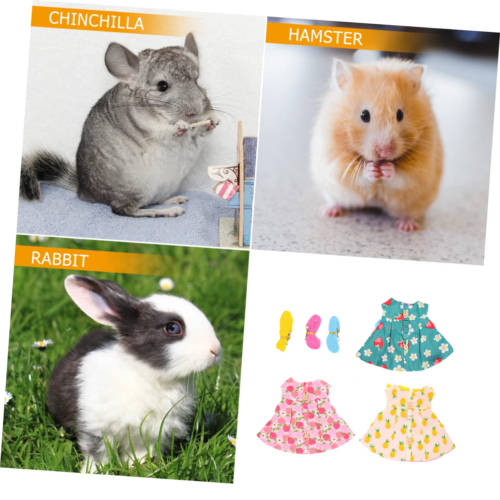 minkissy 6sätze Kaninchen Geschirr Mit Leine Teiliges Für Kleintiere Atmungsaktives Und Leichtes Design Für Ausflüge Und Fotoshootings Bezaubernden Farben Erdbeere Ananas