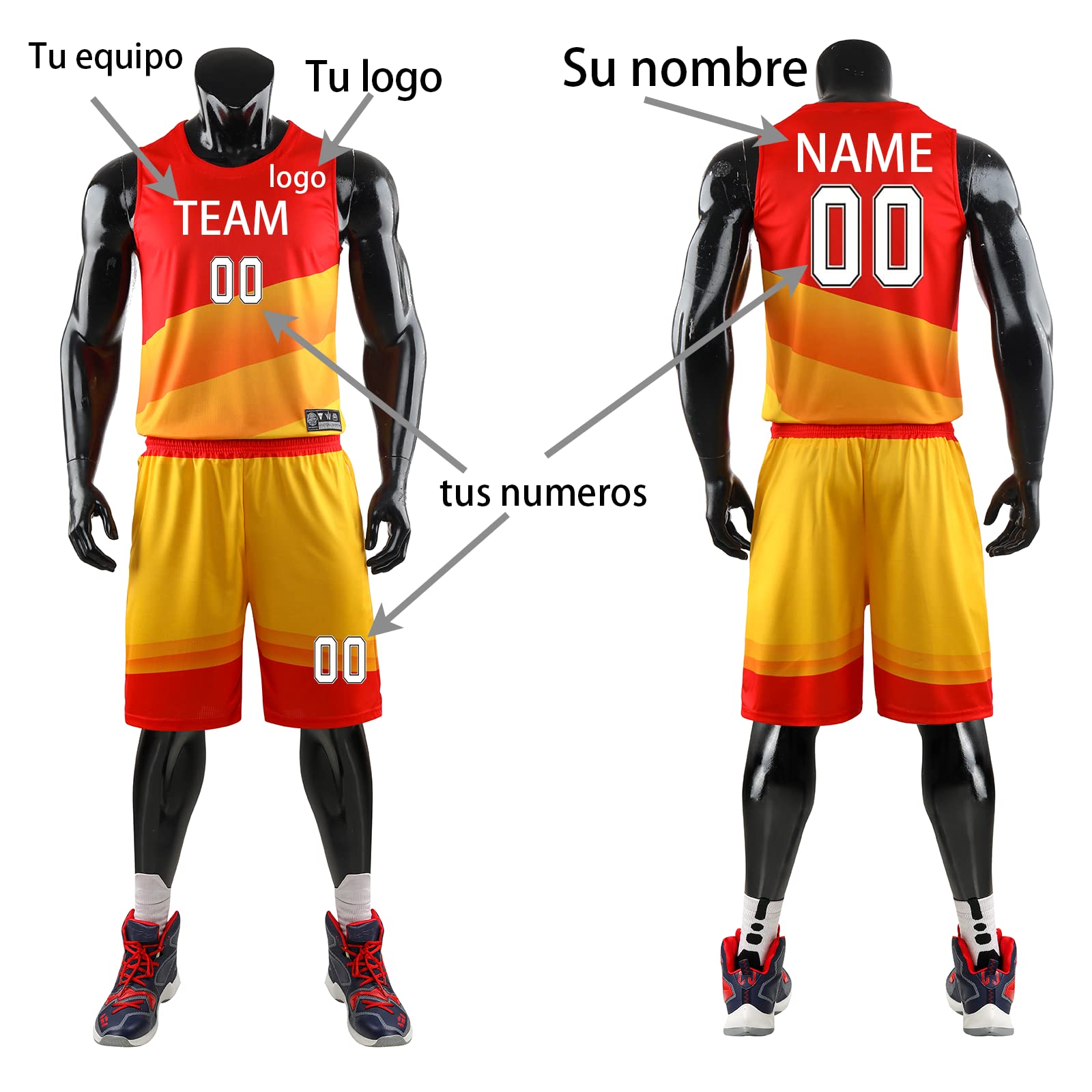 LAIFU Camiseta de Baloncesto Personalizada para niños Adultos-Playeras y Shorts de Baloncesto Personalizados