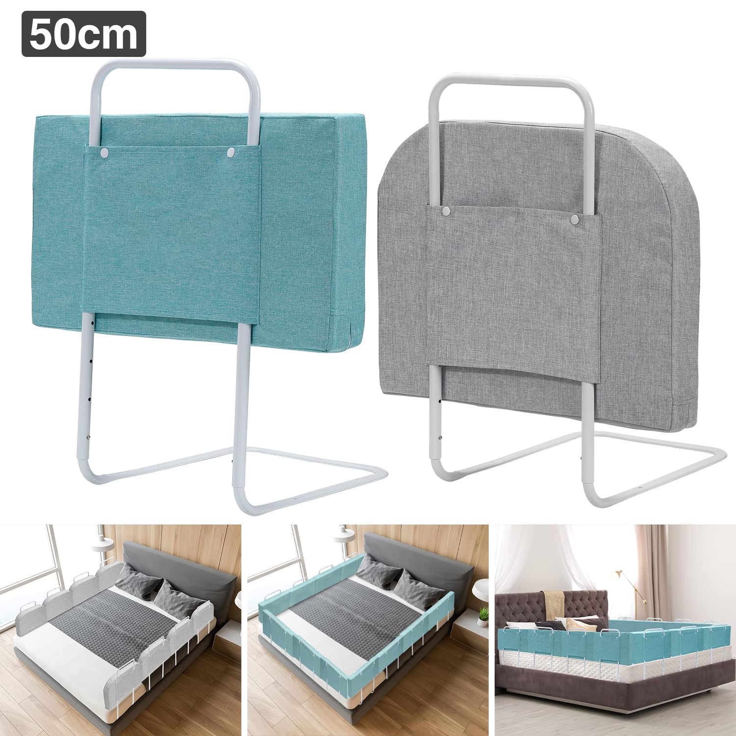 Barriere per Letto, 2*Letto Bambini Sbarra, protezione del sponde letto, protezione anticaduta per bambini Robusto confortevole, Barriera di Sicurezza Schiuma cotone perlato (verde)