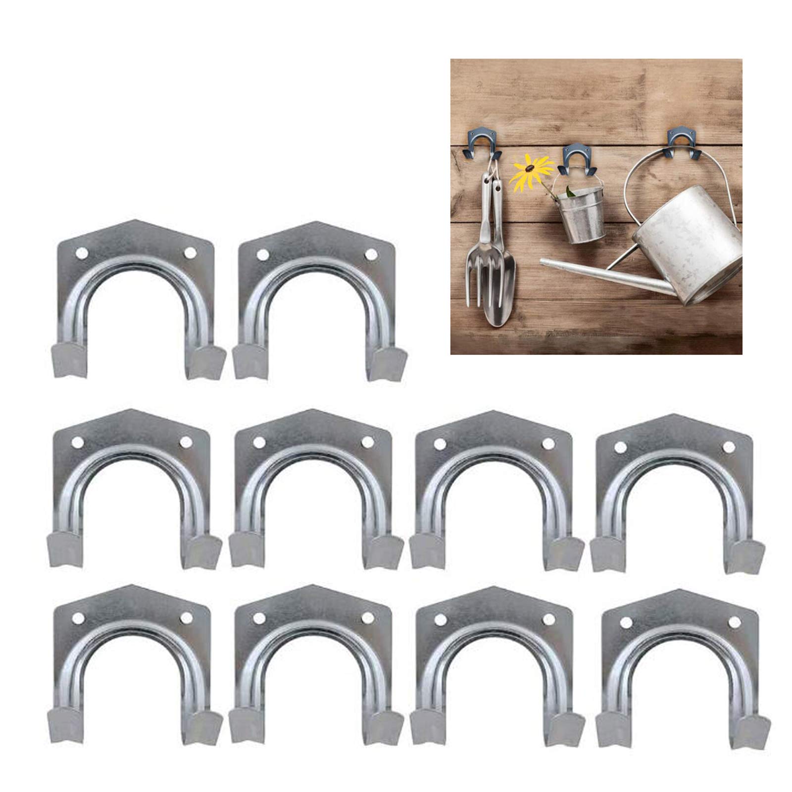 Hooks Tool Hooks Set,Wannoc Wall Hanging Hooks Metal Heavy Duty Hooks Wall Hangers for Shed Garage Warehouse Garden Tool Storage,10 Pack Small