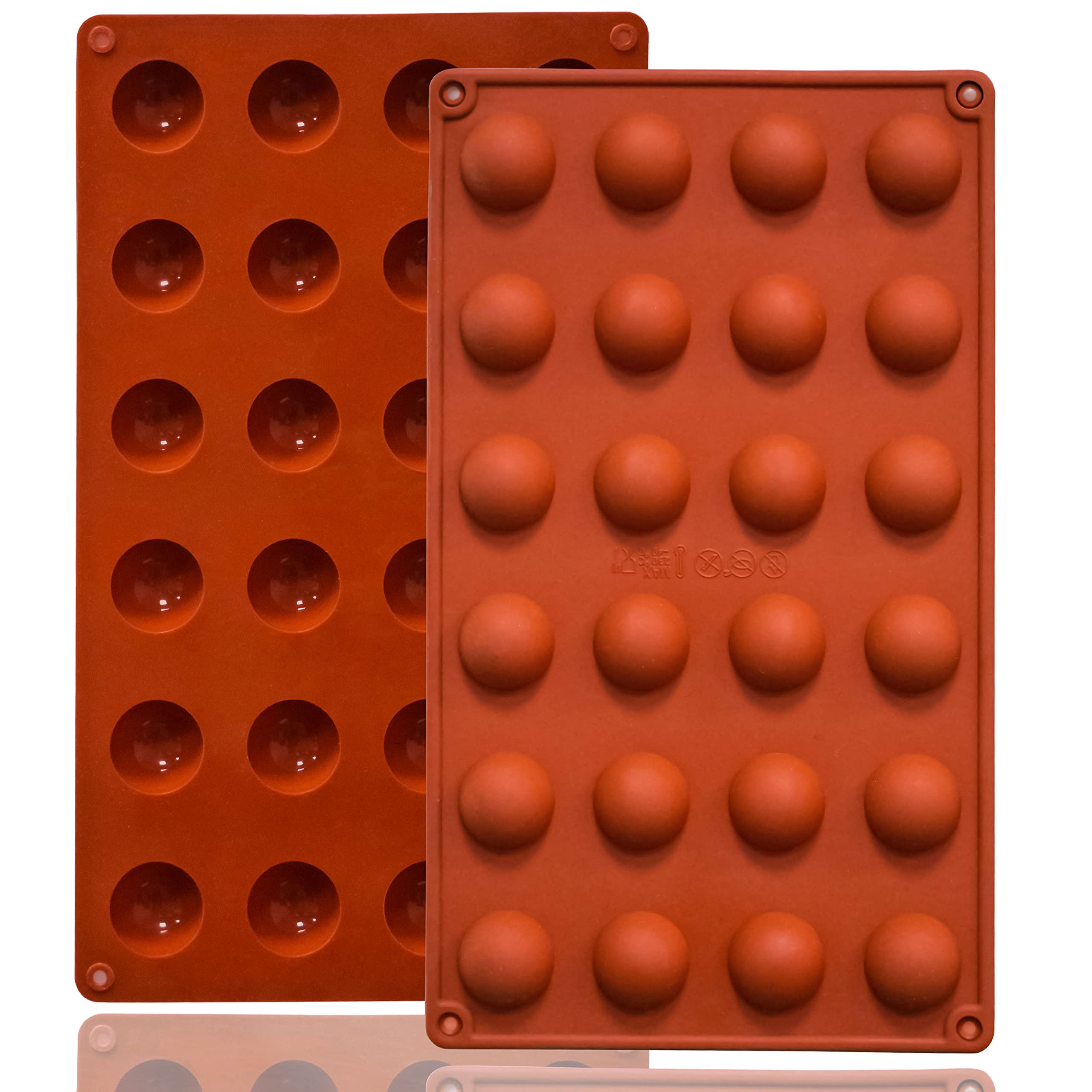 Mini 24-Cavity Semi Sphere Silicone Molds Non-Stick, 2 Packs Half Sphere Silicone Baking Molds for Making Jelly, Chocolates and Cake