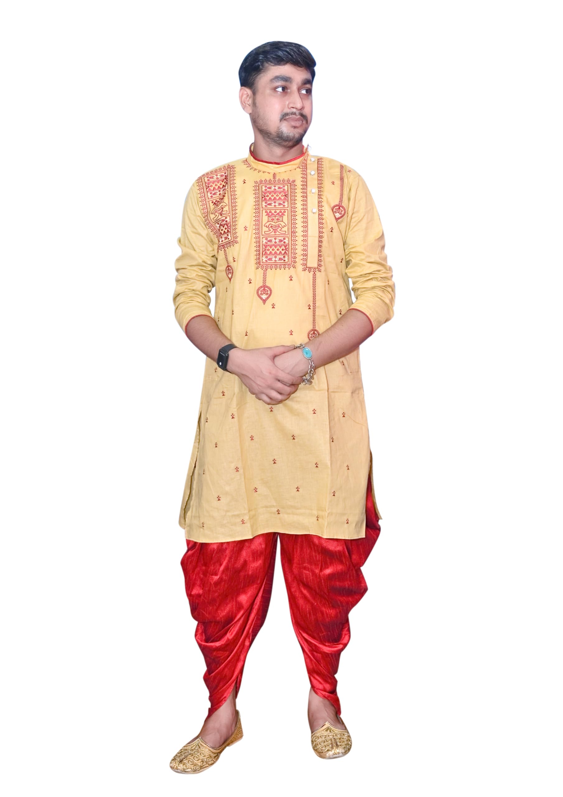 Men's Ethnic Full-Sleeve Traditional Embroidered Panjabi Kurta Indian Wear for Festive and Casual Occasions - Comfortable Cotton-picture-24