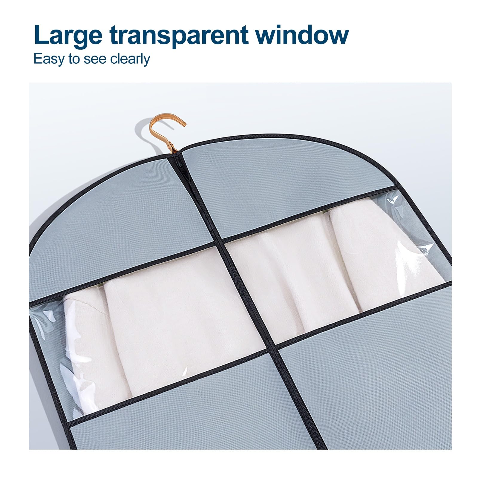 5 Pack Custodie per Abiti, Sacchetti per Vestiti for Riporre L'armadio e da Viaggio, Borse Porta Abiti for Appendere Gli Abiti, Borse Copri Abiti con Cerniera for Cappotti, Giacche, Camicie(60x90cm/24