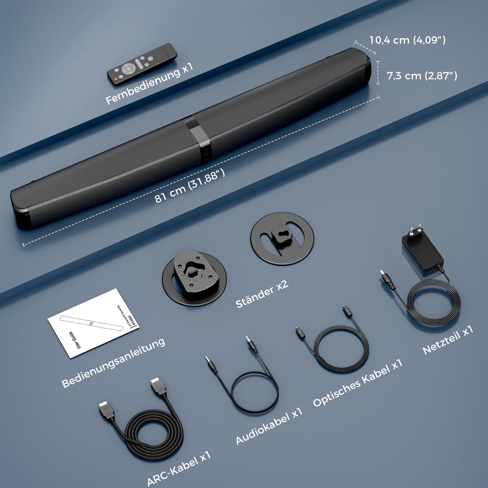 GarageRock Soundbar für TV Geräte, 2026 Upgrade 90W 2-in-1 Teilbare Soundbar for TV, Bluetooth 5.3 Lautsprecher für Fernseher with ARC/Opt/AUX Anschluss, Heimkino Soundsystem for TV/PC/Gaming/Gift