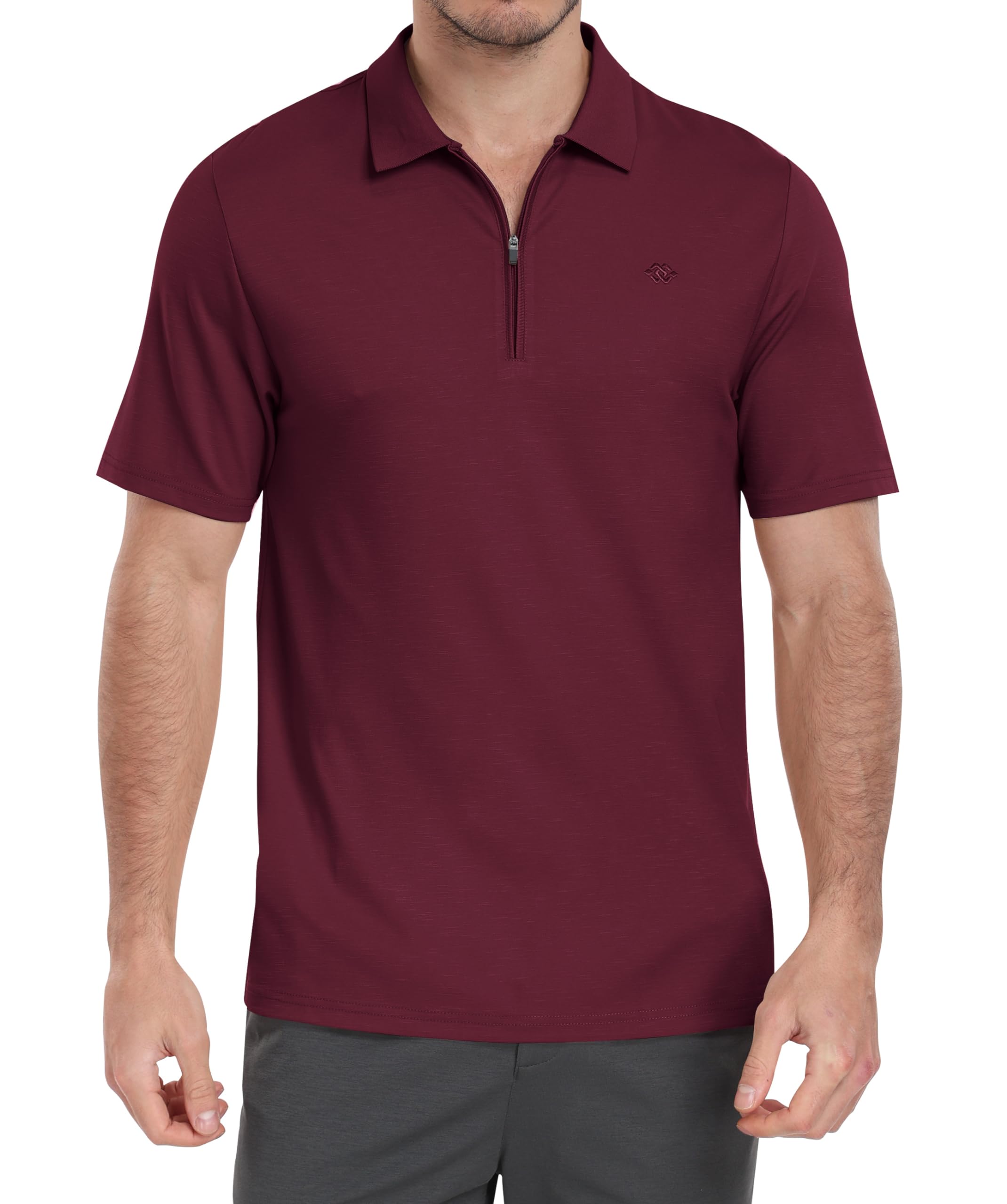 MoFiz Herren Poloshirt Kurzarm Baumwolle Polohemd Verdeckter Reißverschluss Kragen Atmungsaktiv Sommer Sport Golf Polo Arbeitsshirt
