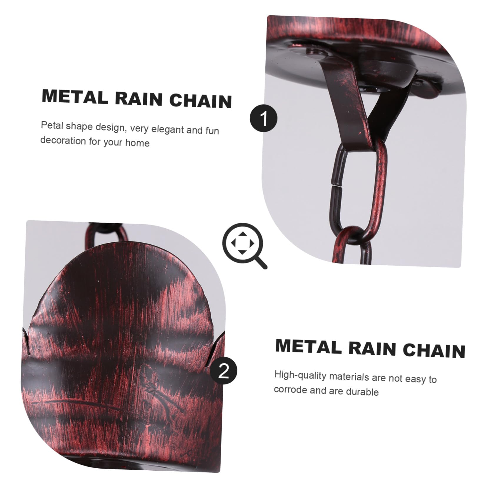 Toddmomy Cadena de Lluvia Metálica Decorativa de 1 Metro para Canalones, Accesorio de Jardín, Cadena de Drenaje Pluvial Diseño de Pétalos para Exteriores