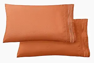 Elegant Comfort Luxury Ultra-Soft 2-Piece Pillowcase Set - 1500 Premium Hotel Quality Microfiber Double Brushed - Wrinkle Resistant, Standard/Queen, Coral