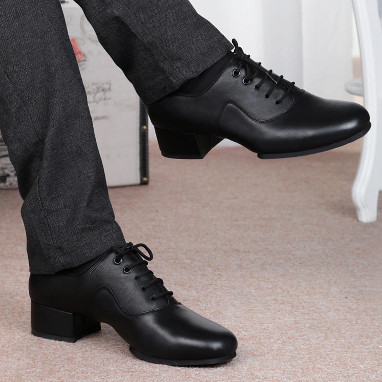 Scarpe da Tip Tap Uomo,Uomini Ballroom Sneakers,Scarpe Ballo Latino Uomo Stringate Tango,Assorbimento Dell'Umidità,Adatto per Latino,Salsa,Tango,Jazz,Moderno
