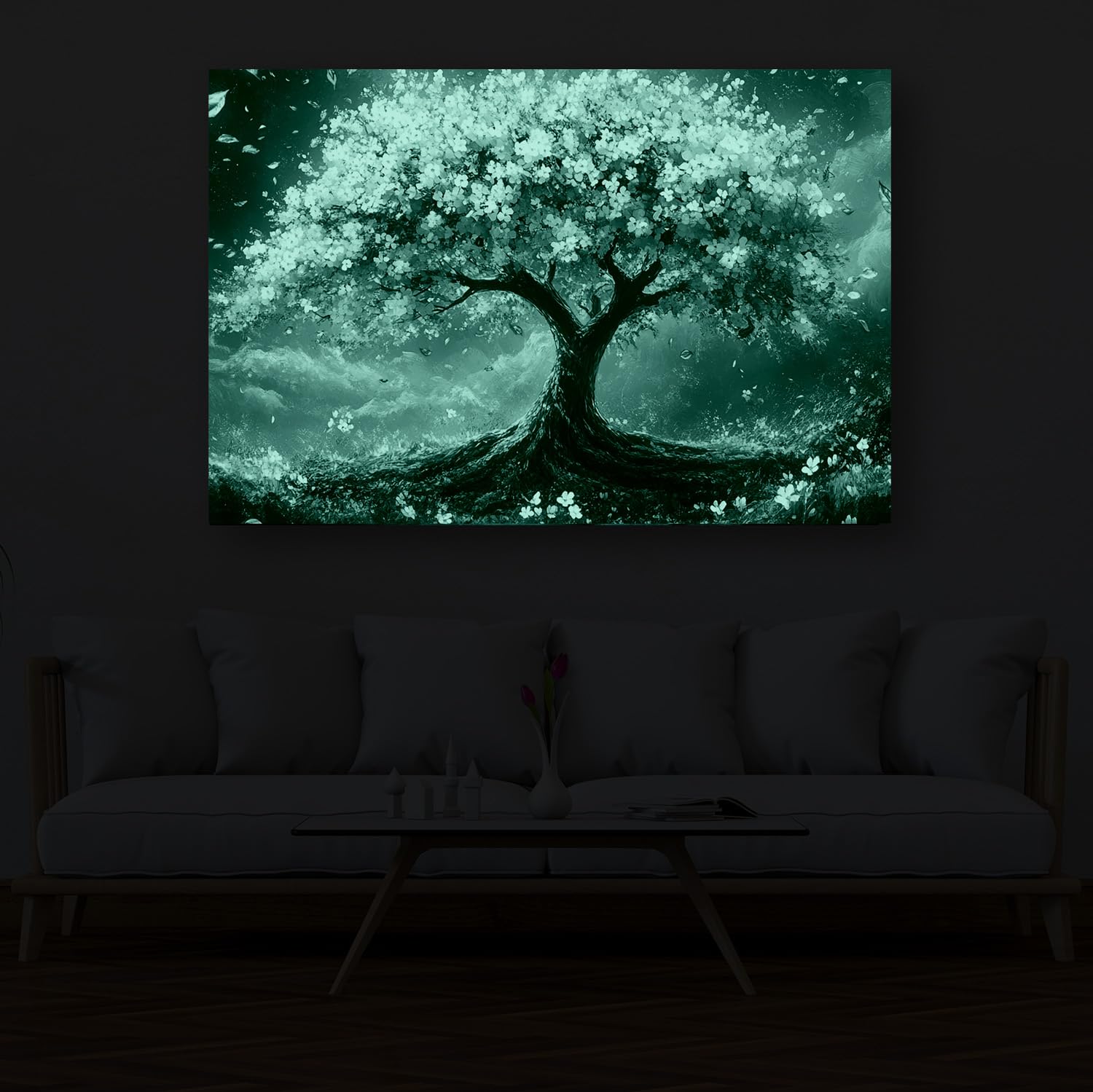 Startonight Tableau Abstrait Impression sur Toile - Terre Magique de l'arbre Blanc - Décoration Murale Moderne pour Salon - Grande Image sur Toile 80x120 cm - Idée Cadeau Élégante et Originale