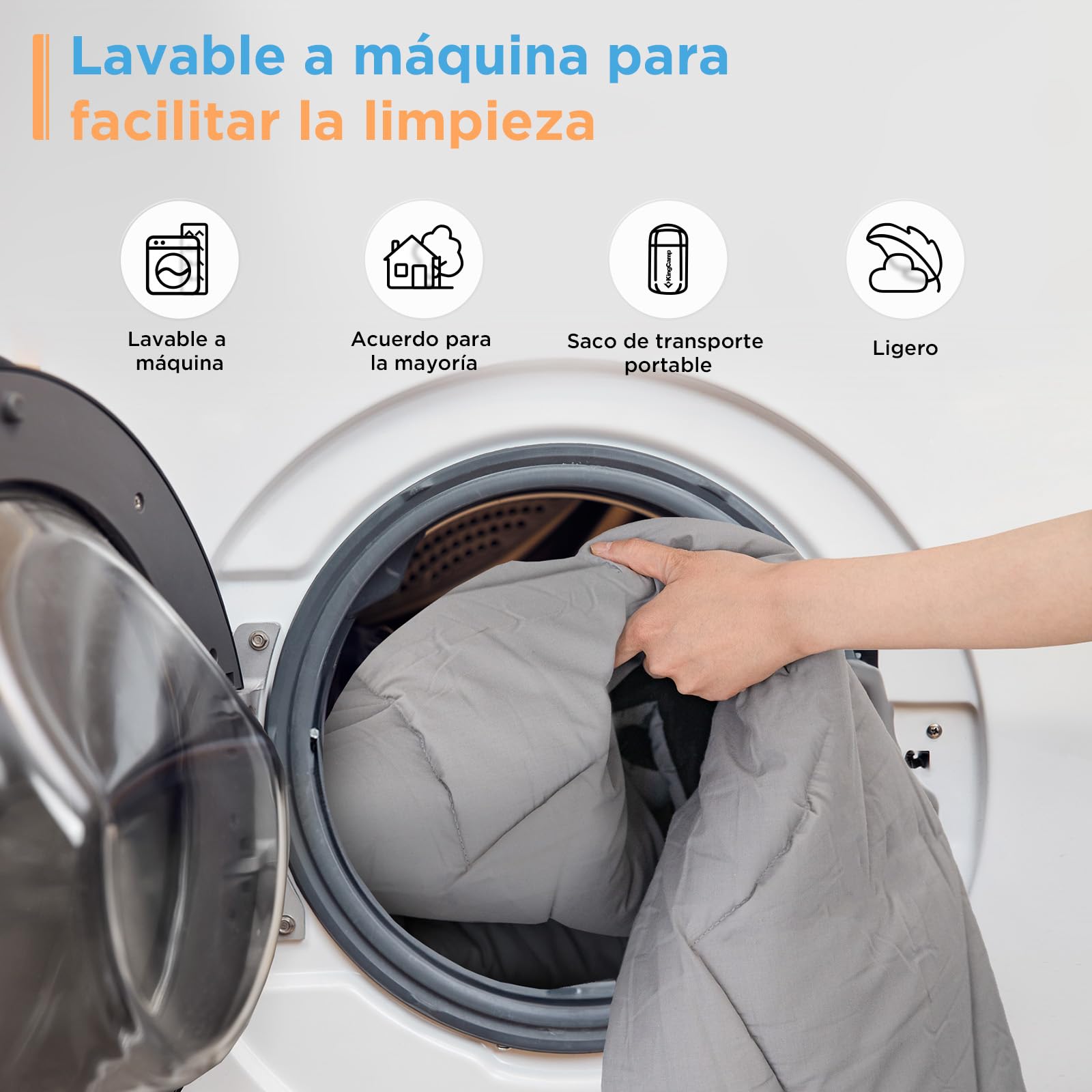 KingCamp - Cubrecolchón de 500 g/m², Relleno Grueso para Cama de Campamento Plegable, colchón de Cama de Campamento y cojín con Doble Sistema Antideslizante, polialgodón Transpirable, Lavable a
