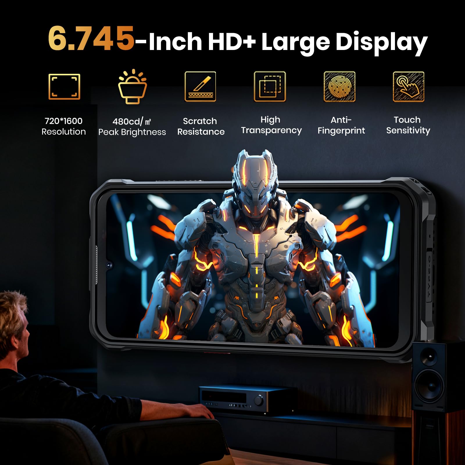 FOSSiBOT F110 Pro 5G Telefono Cellulare Infrangibile 10000mAh 20GB + 128GB/2TB, Altoparlante 128dB, Dimensity 6300 Display HD+ 6,745", Android 15 Smartphone Infrangibile 50MP, Dual SIM IP68/IP69K/NFC