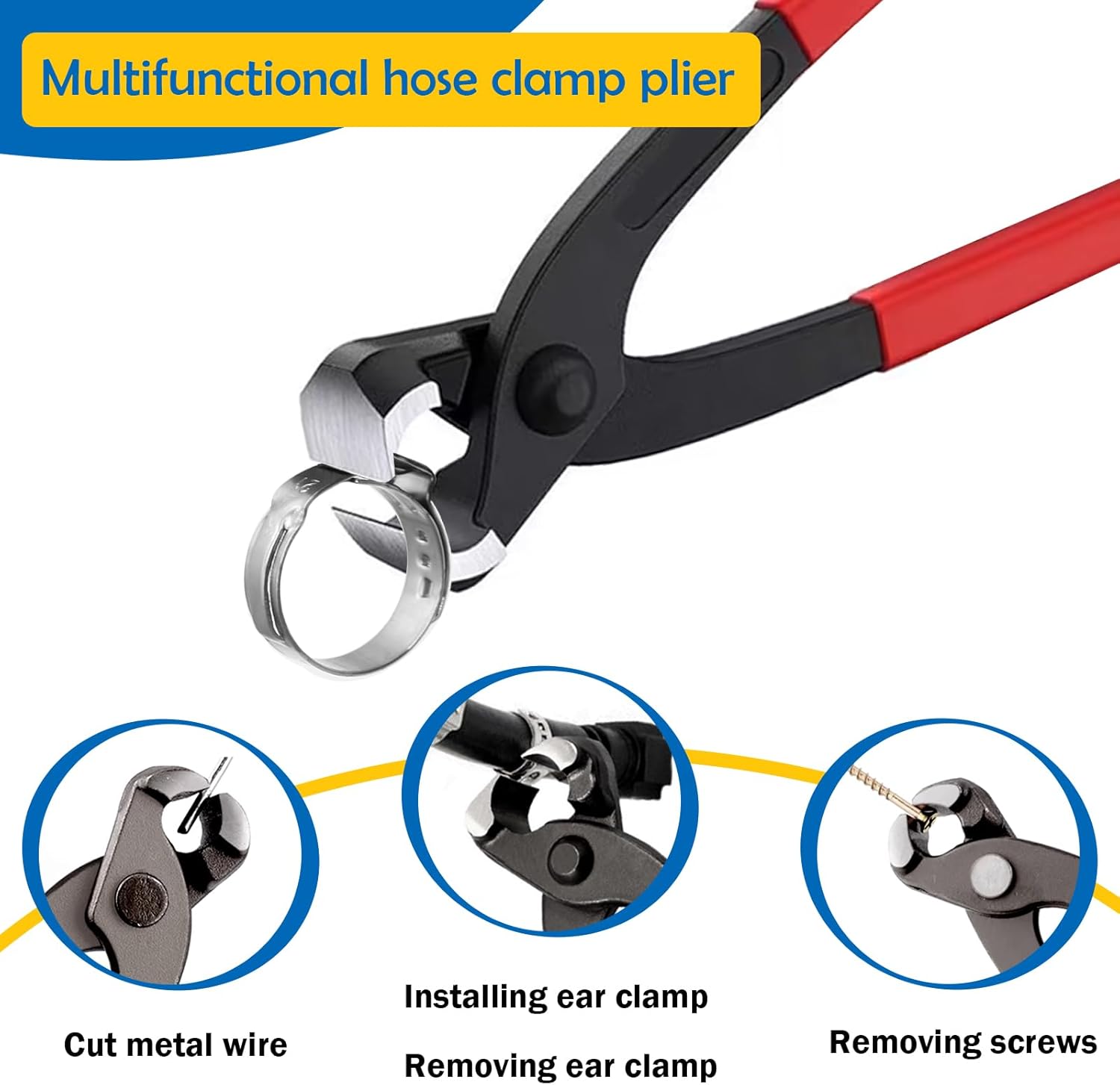 405Pcs 15-Sizes 304 Stainless Steel Single Ear Hose Clamps with Ear clamp plier 5.3-36.1mm Crimp Hose Clamps Assortment Kit for Auto/Home Appliance/Pipe/Fuel Line Stepless hose clamp with pincer
