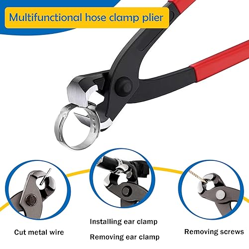 Miniatura 4 de Seept 115 piezas 10 tamaños abrazaderas de manguera de oreja única de acero inoxidable 304 con alicates de abrazadera de oreja 6-28.6mm kit surtido