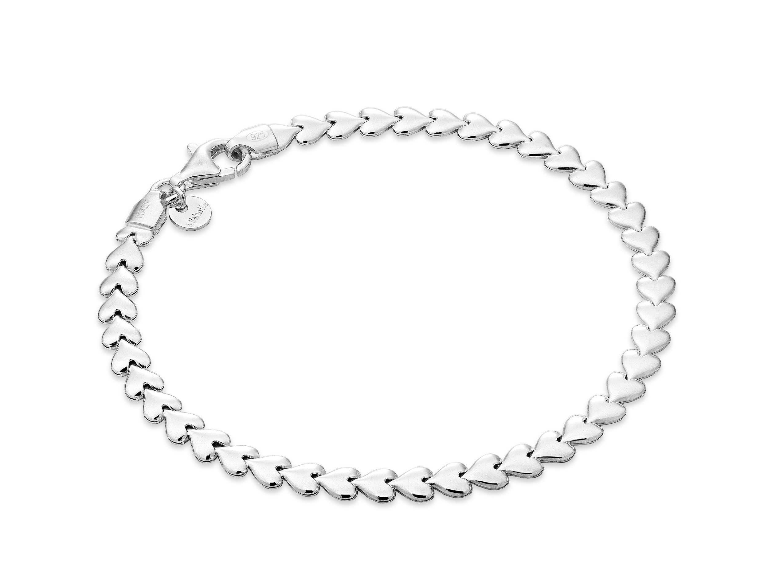 Miabella 925 Sterling Silver Italian Heart Link Tennis Bracelet for Women