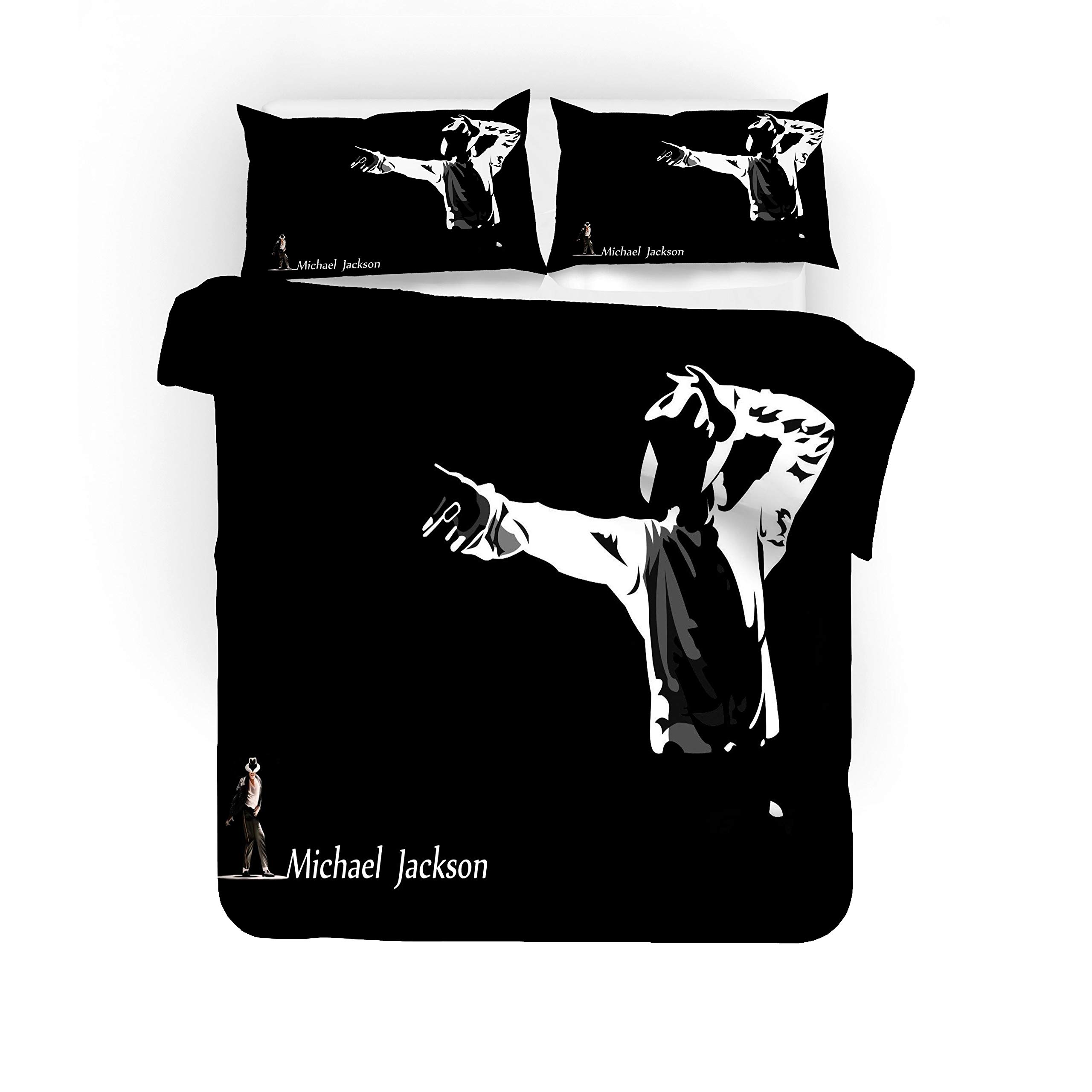 NICHIYO Michael Jackson Bed Linen Set, Duvet Cover and Pillowcase, Microfibre, 3D Digital Print Three-Piece Bedding (Duvet Cover + Pillowcases) (10, King 220 x 240 cm)