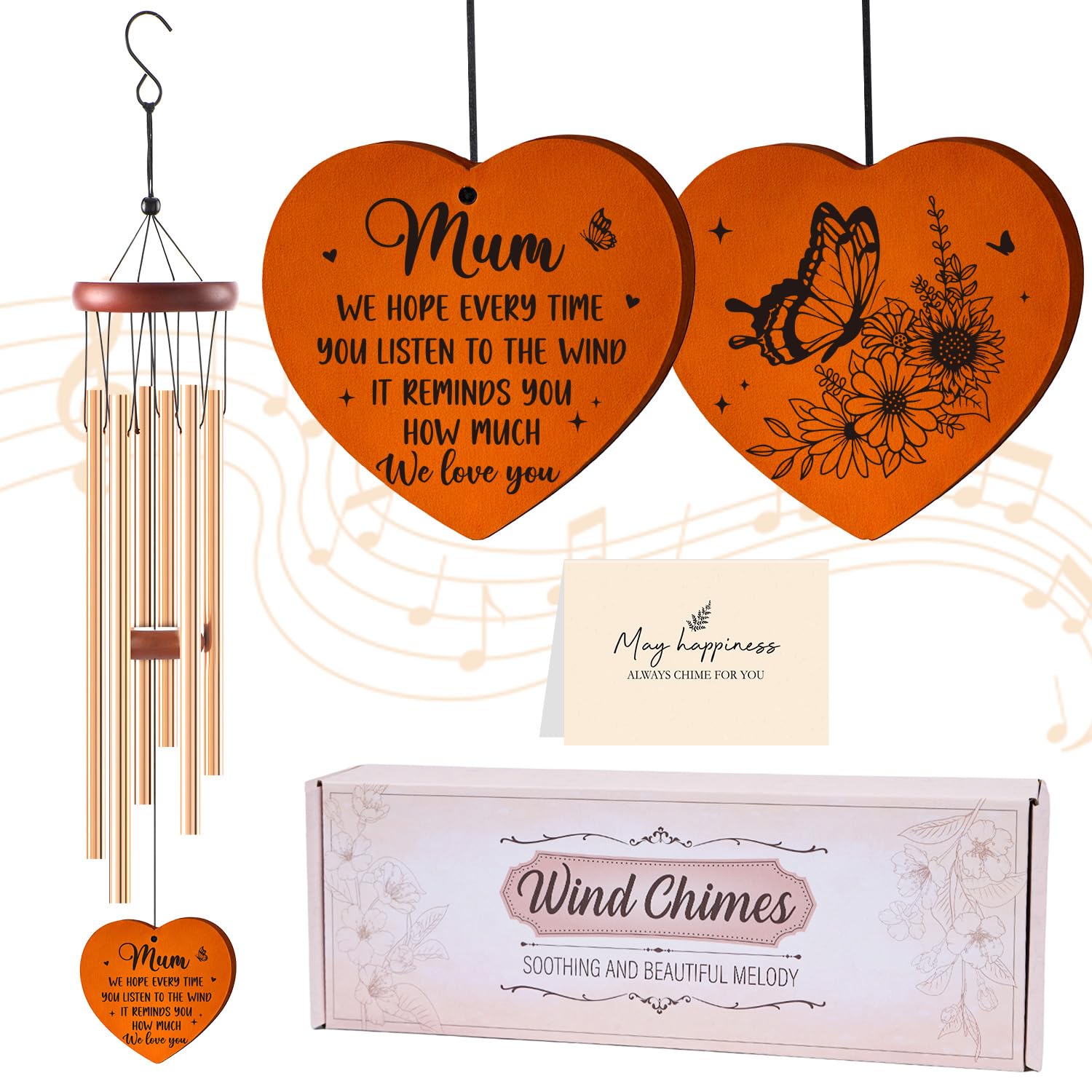 Wind Chimes Gift for Mum - Mum Wind Chimes from Daughter Son Love Reminder Gifts for Birthday Mother's Day Mother Gift for Indoor Outdoor Garden Patio Decor