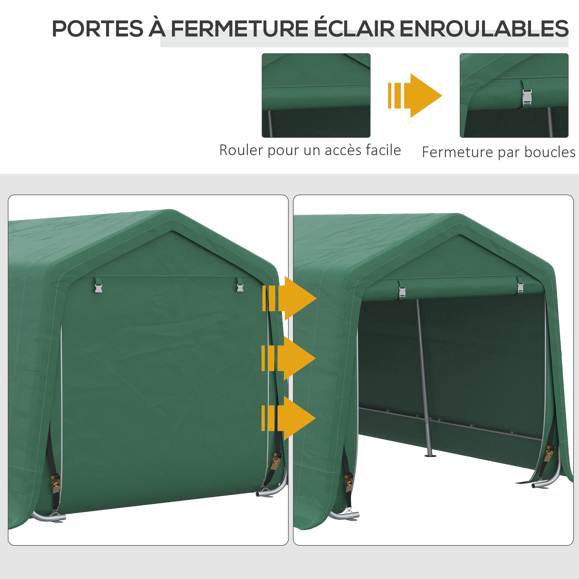 Tente garage carport 3 x 6m Auvent de voiture robuste avec 2 portes enroulables, toile 200g PE, vert - Jardin Tente garage carport 3 x 6m Auvent de voiture robuste avec 2 portes enroulables, toile 200g PE, vert - Jardin