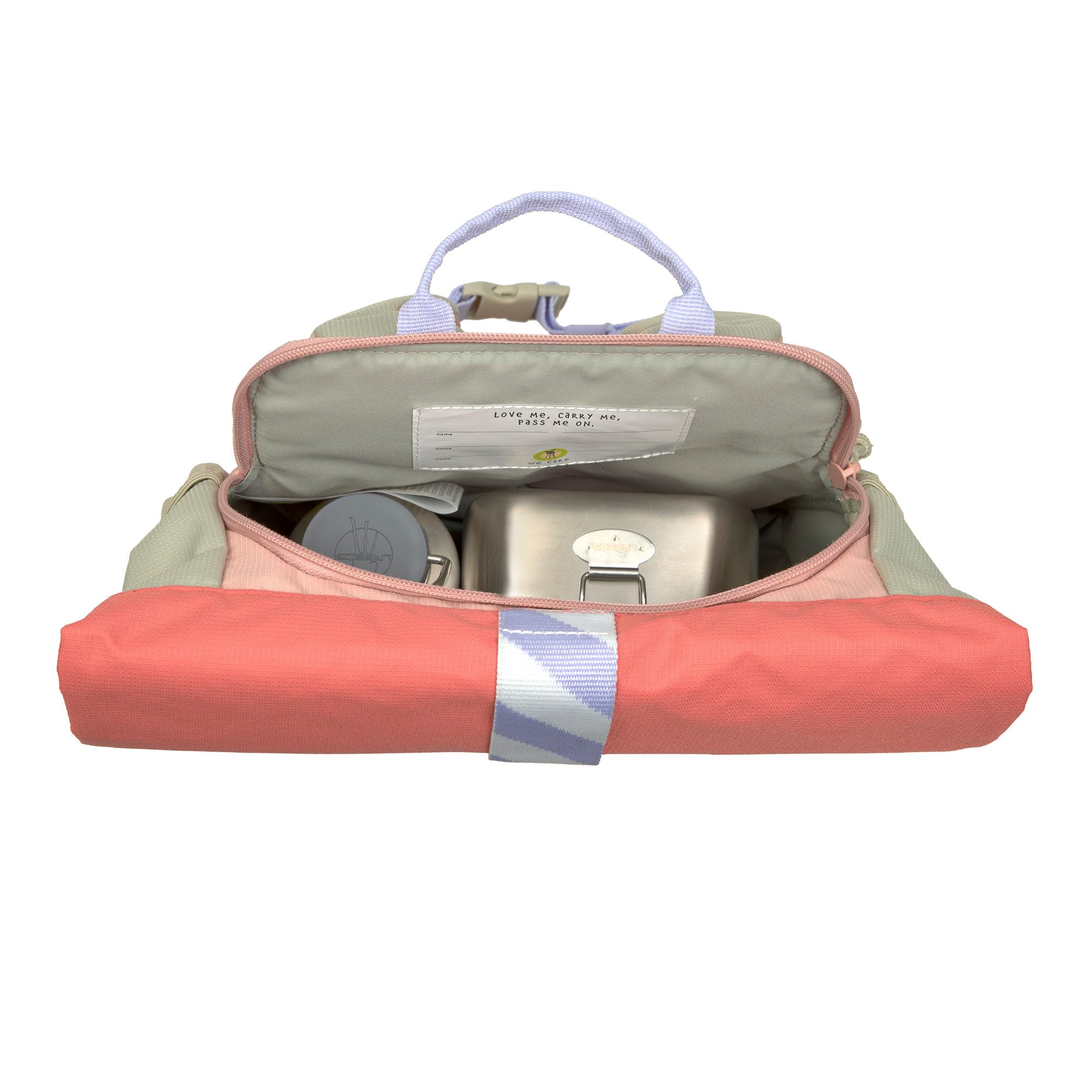 LÄSSIG Sac à Dos pour l'école Maternelle Sac à Dos pour Enfants Rolltop avec Sangle de Poitrine Hydrofuge, 11 litres/Mini Rolltop Backpack Sunny Explorer Rose/Pink