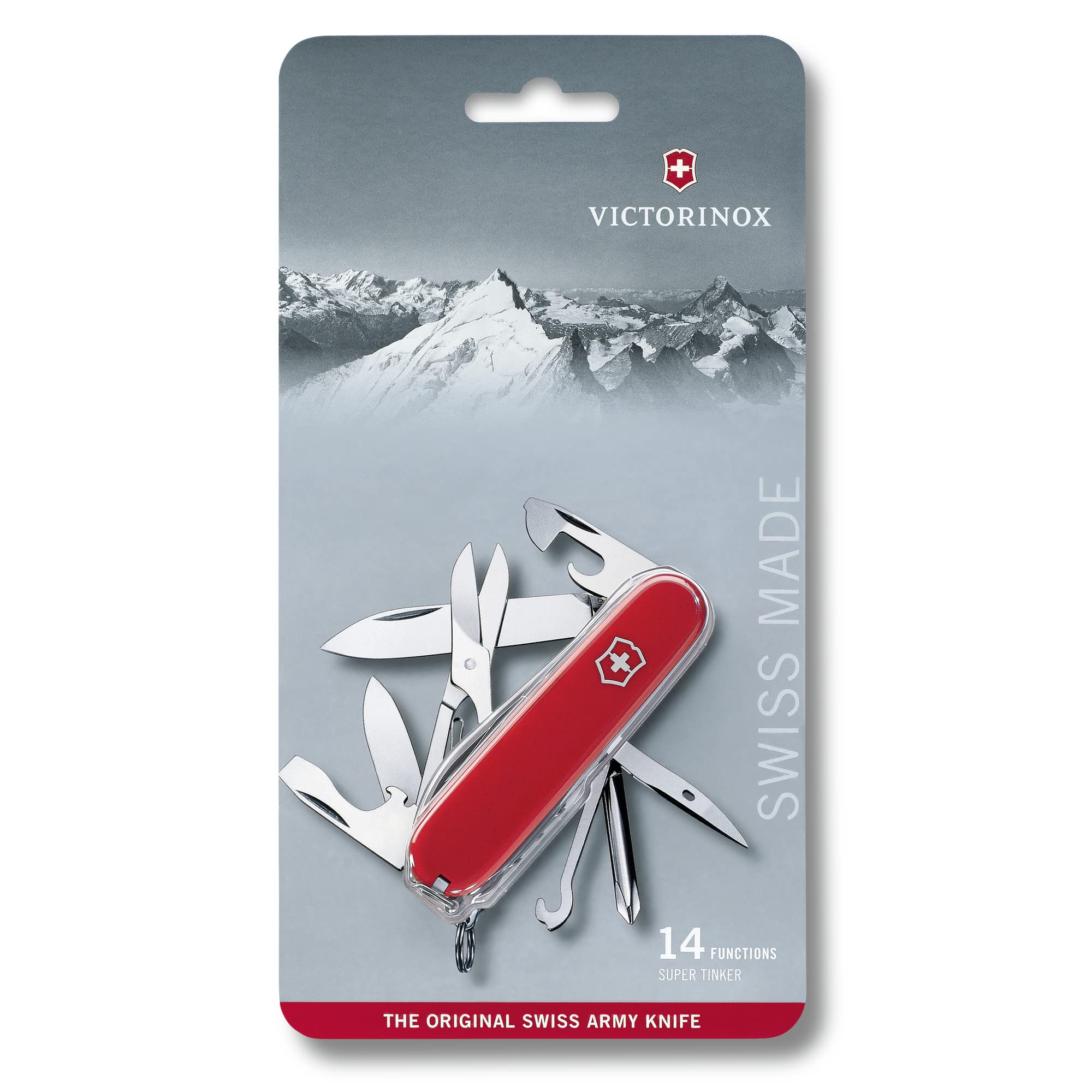 Victorinox Schweizer Taschenmesser, Deluxe Tinker, Multitool, 17 Funktionen, Klinge, gross, Dosenöffner, Schraubendreher 3 mm, Rot