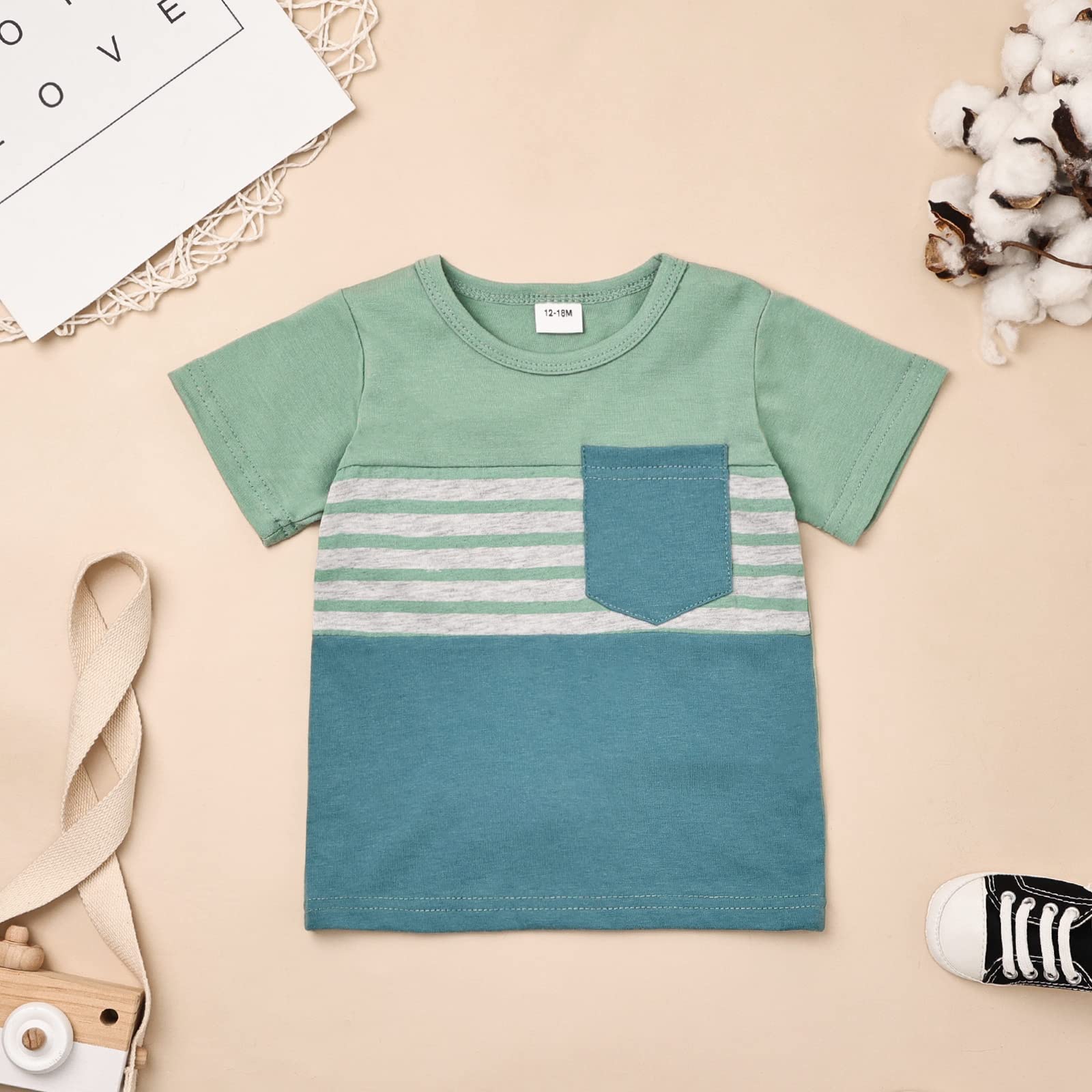FOCUTEBB Conjunto de ropa de verano para niños pequeños, conjunto de camiseta de manga corta y pantalones cortos, conjunto de ropa de verano, 12M-5T